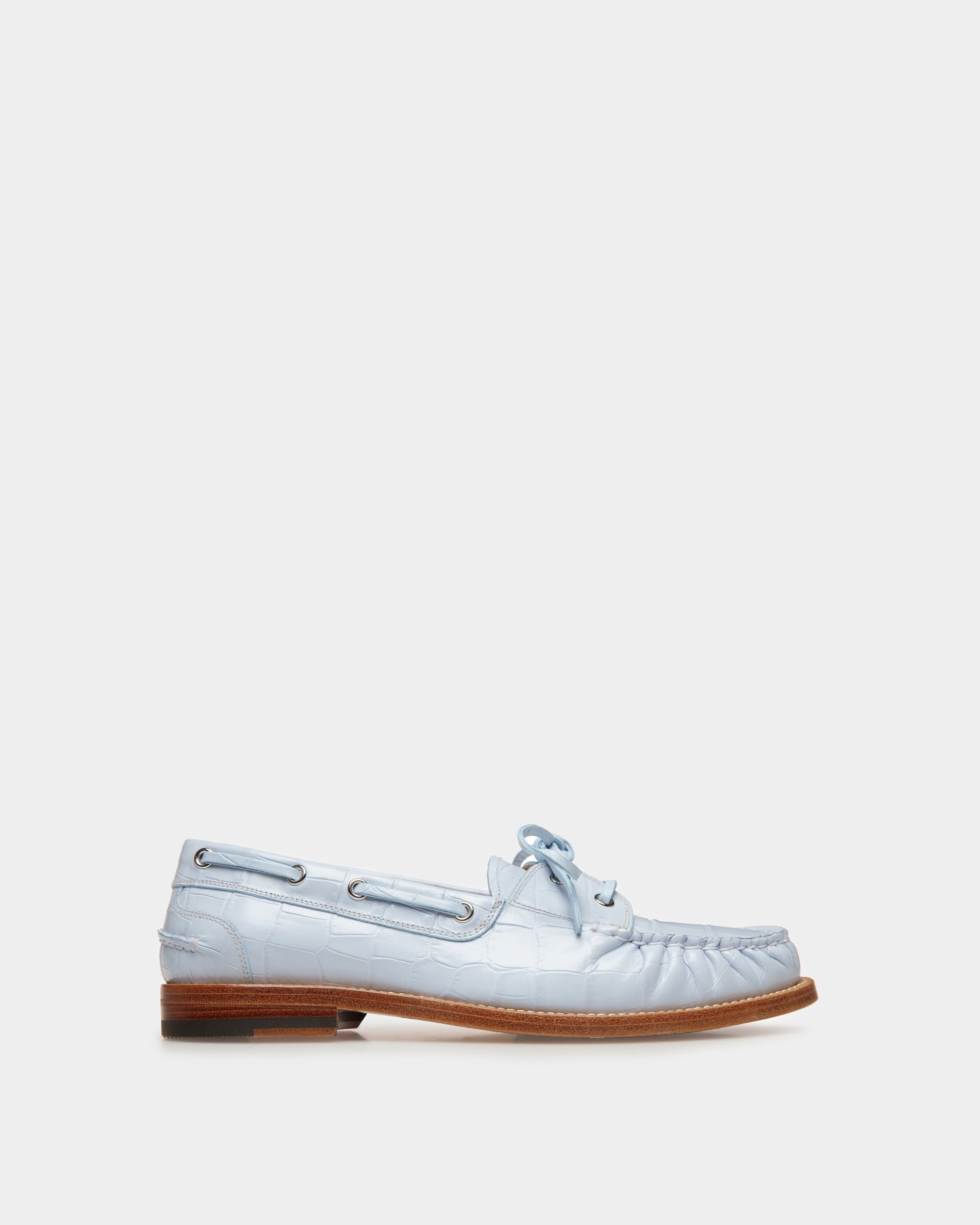 Mocasines Rome De Piel En Azul Claro - Mujer - Bally - 01