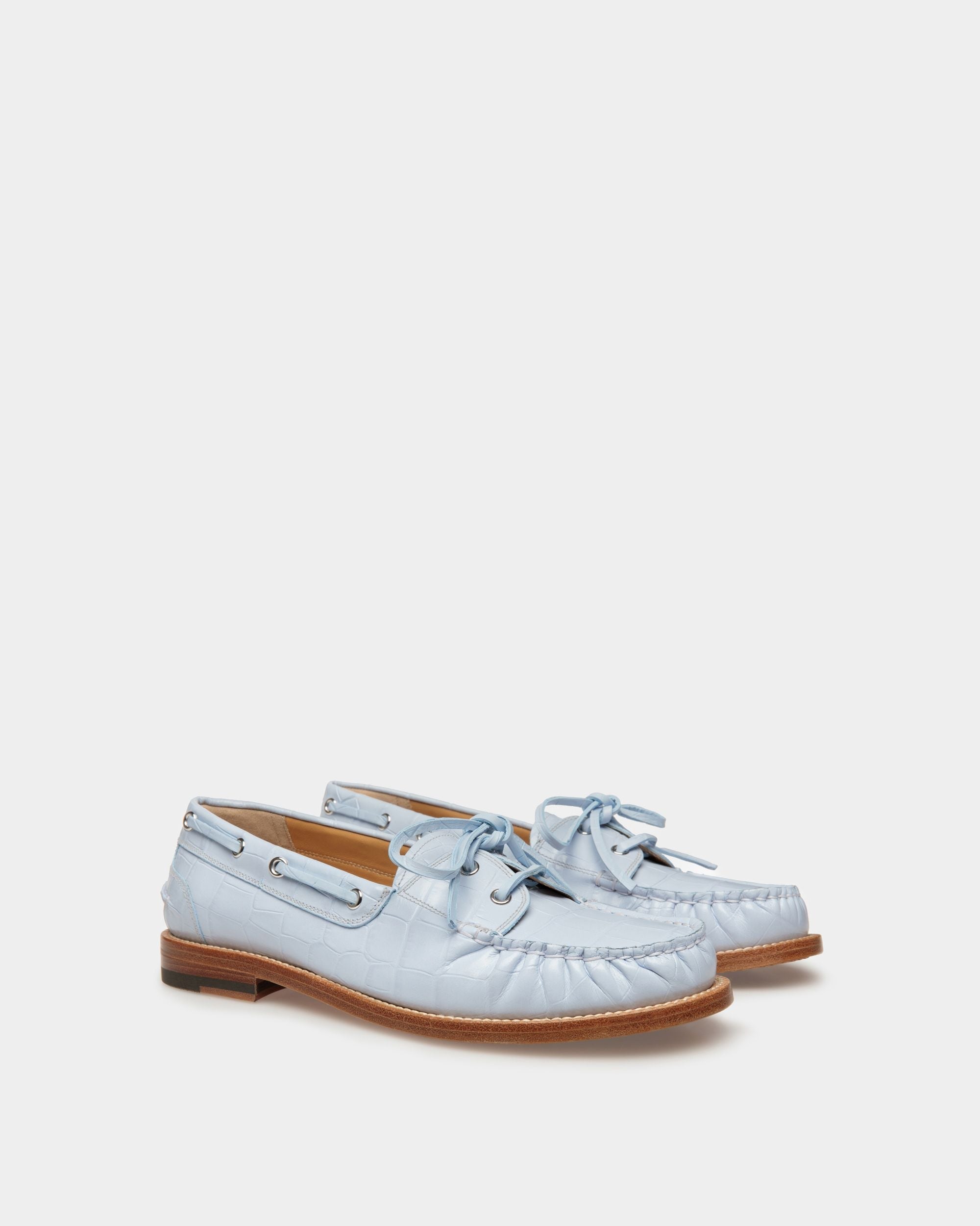 Mocasines Rome De Piel En Azul Claro - Mujer - Bally - 02