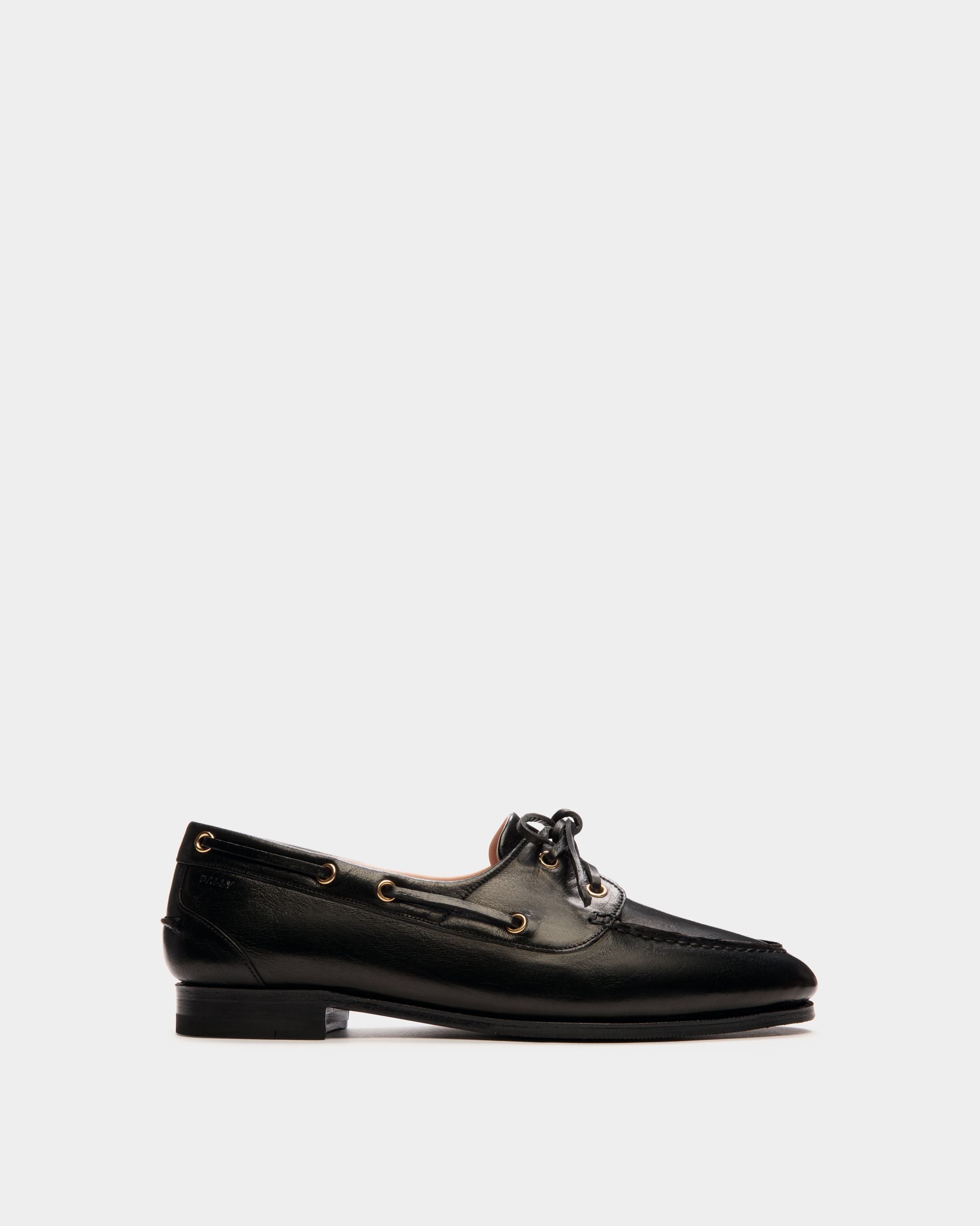 Mocasín Plume En Cuero Negro - Mujer - Bally - 01