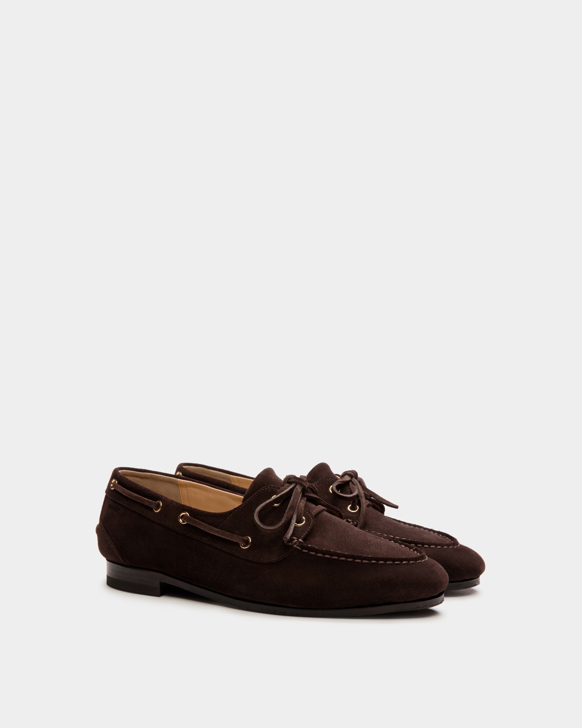 Plume Moccasin in Dark Brown Suede - Women's - Bally - 03