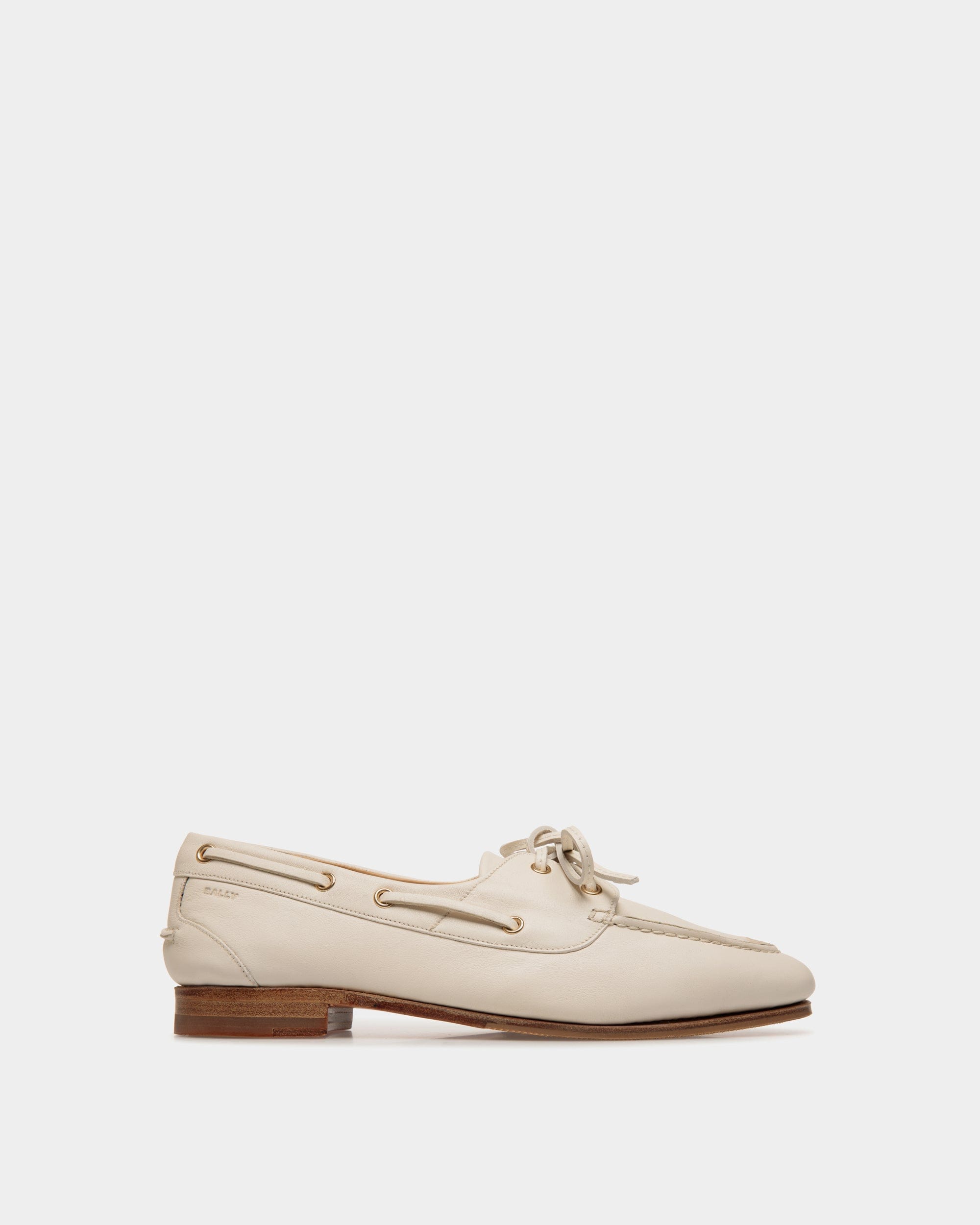 Mocasín Plume De Piel Blanca - Mujer - Bally - 01