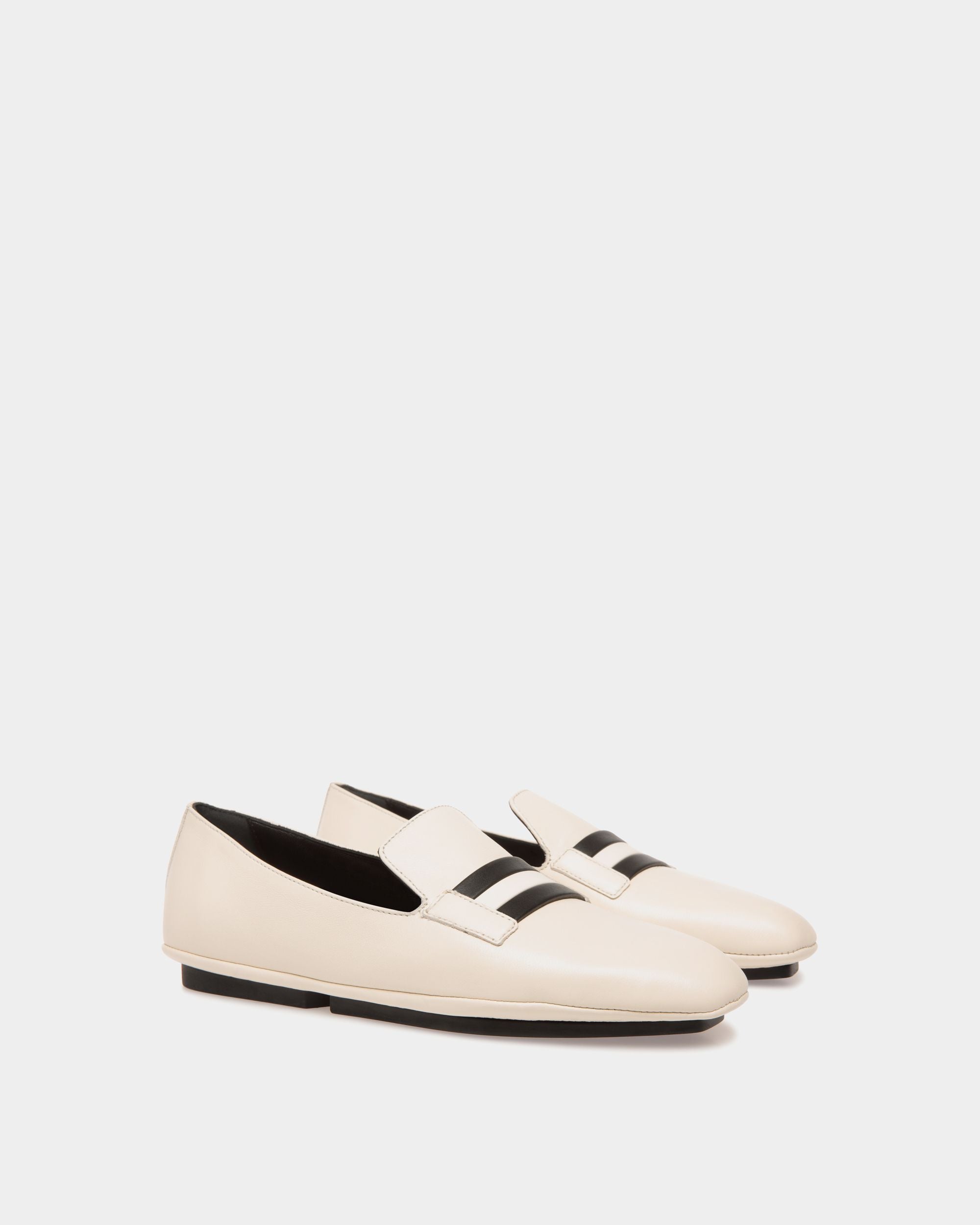 Slipper In White Leather - Women's - Bally - 02