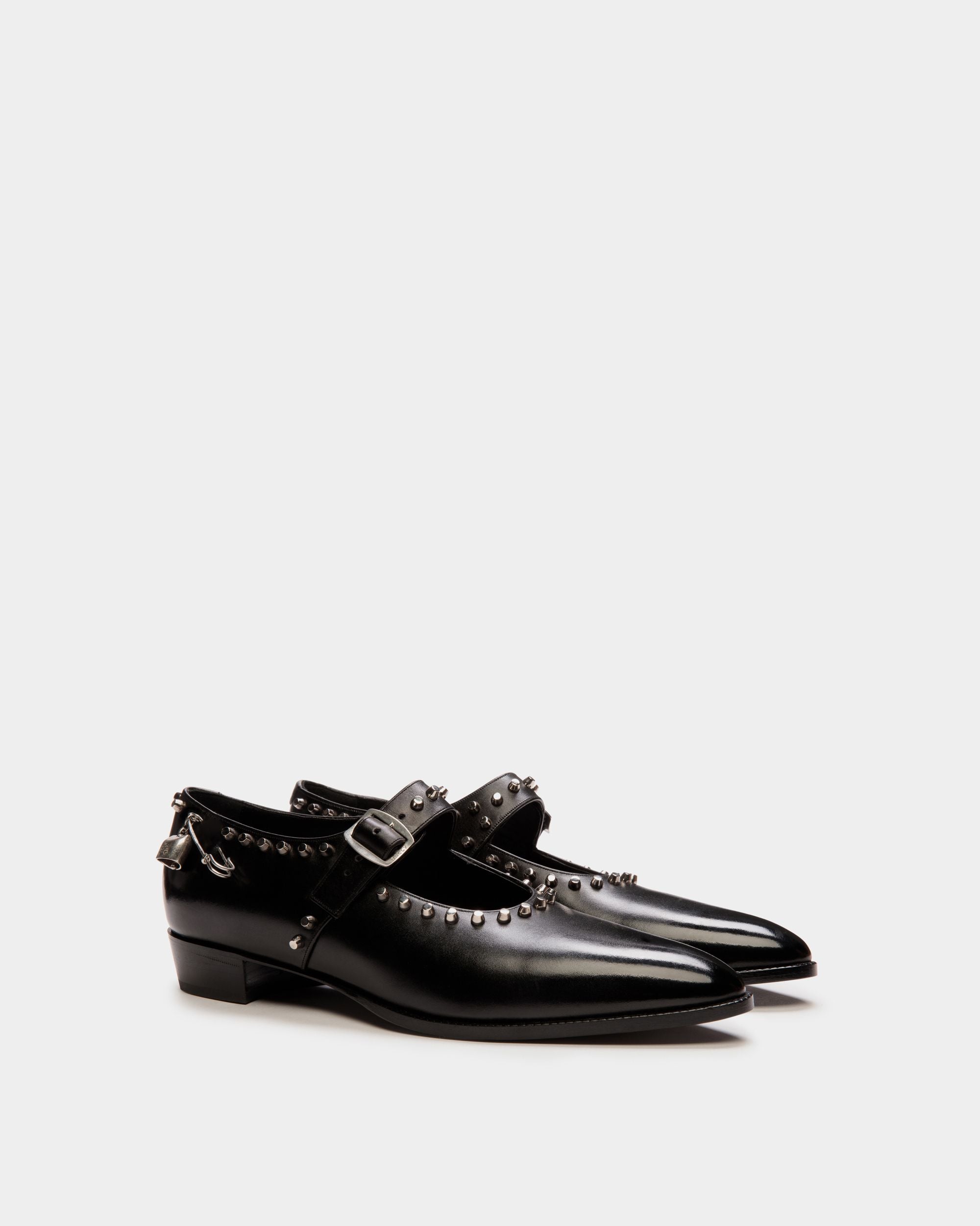 Merceditas Glendale De Piel Negra Con Tachuelas - Mujer - Bally - 03