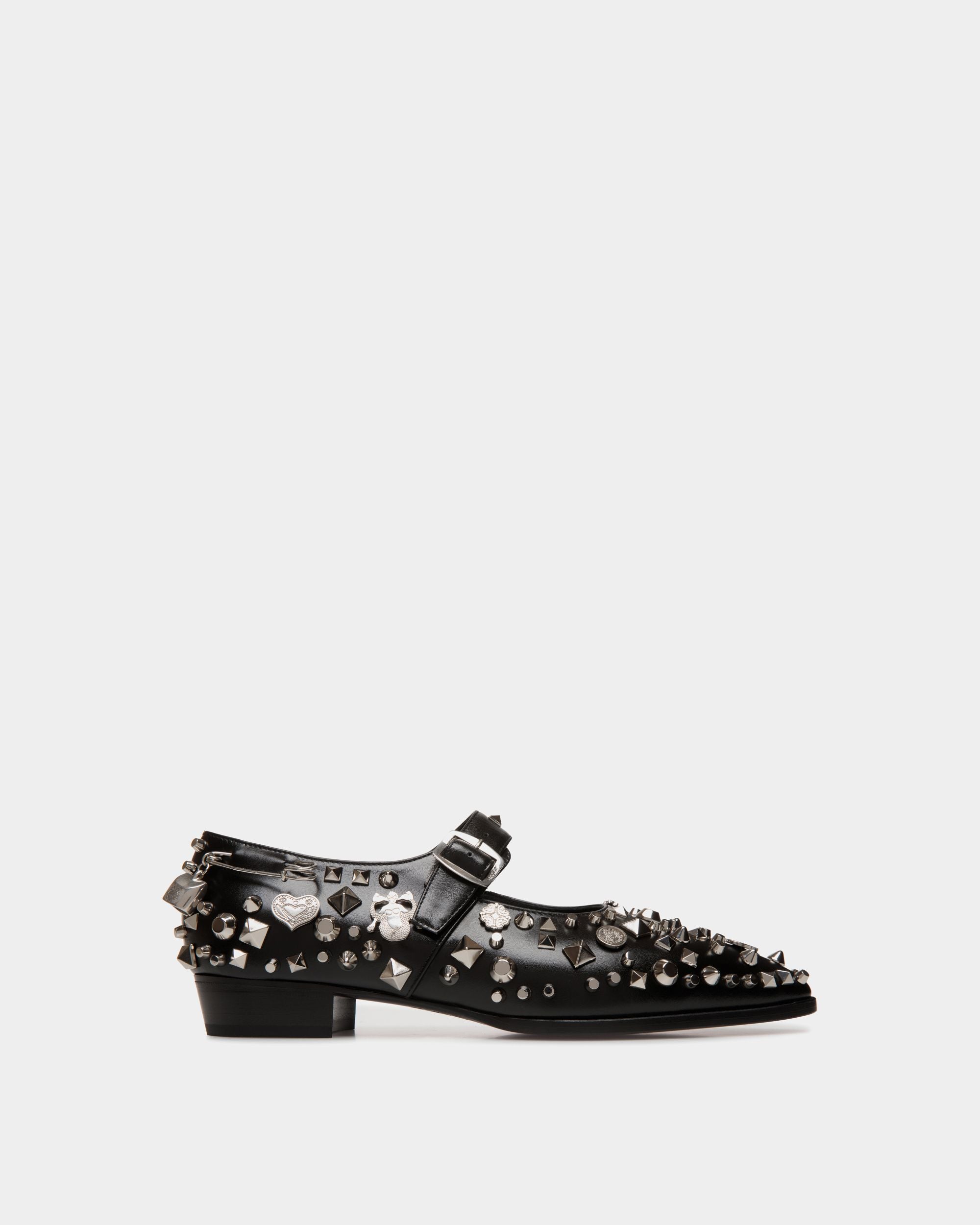 Glendale Mary-Jane In Black Leather with Studs - Mujer - Bally - 01