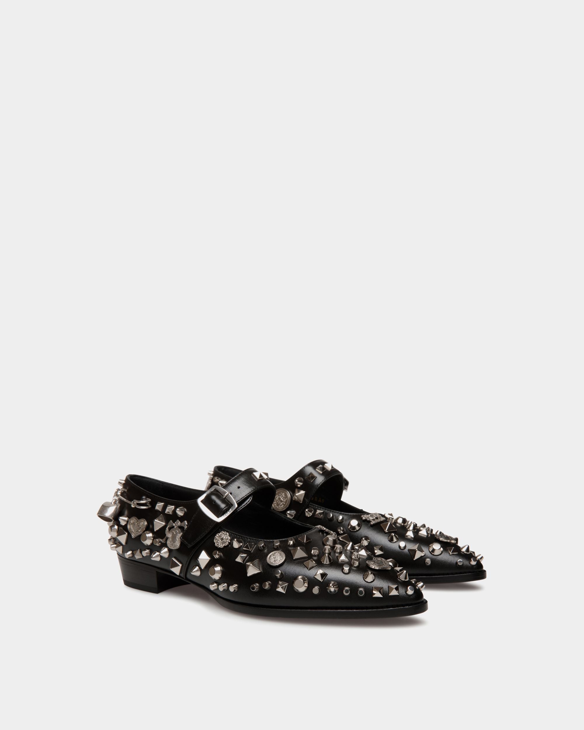 Glendale Mary-Jane In Black Leather with Studs - Mujer - Bally - 03