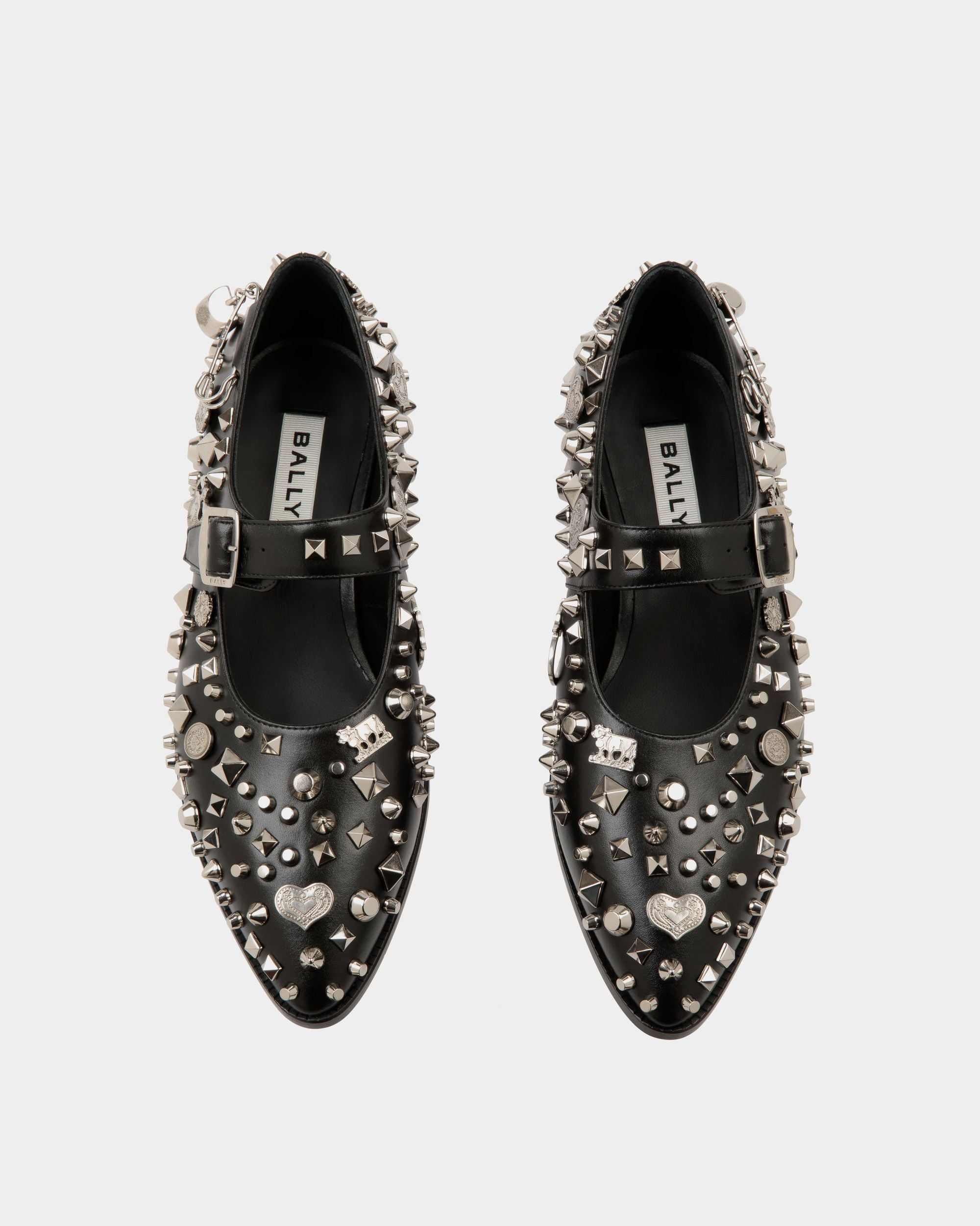 Glendale Mary-Jane In Black Leather with Studs - Mujer - Bally - 05