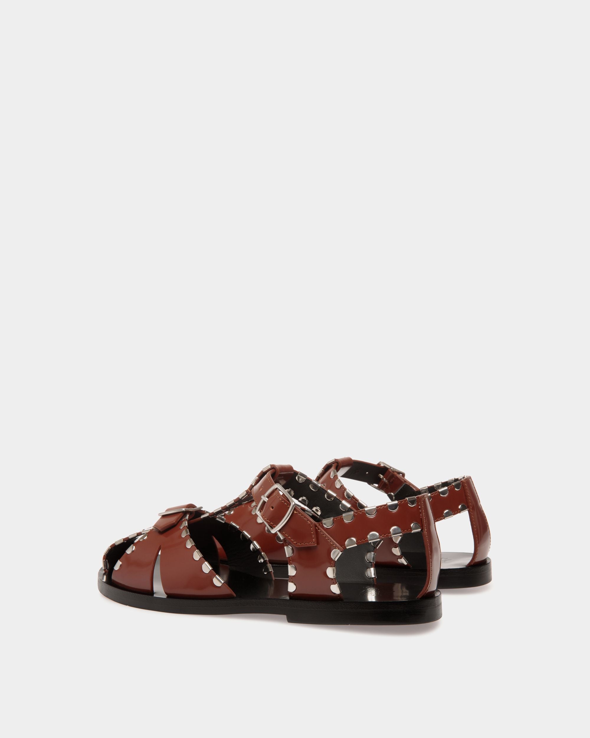 Salis Flat Sandal in Brown Leather - Women's - Bally - 03
