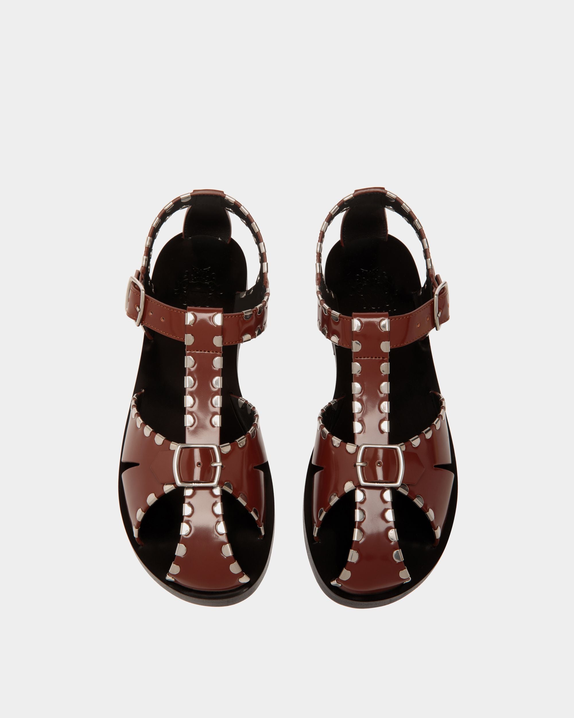 Salis Flat Sandal in Brown Leather - Women's - Bally - 04