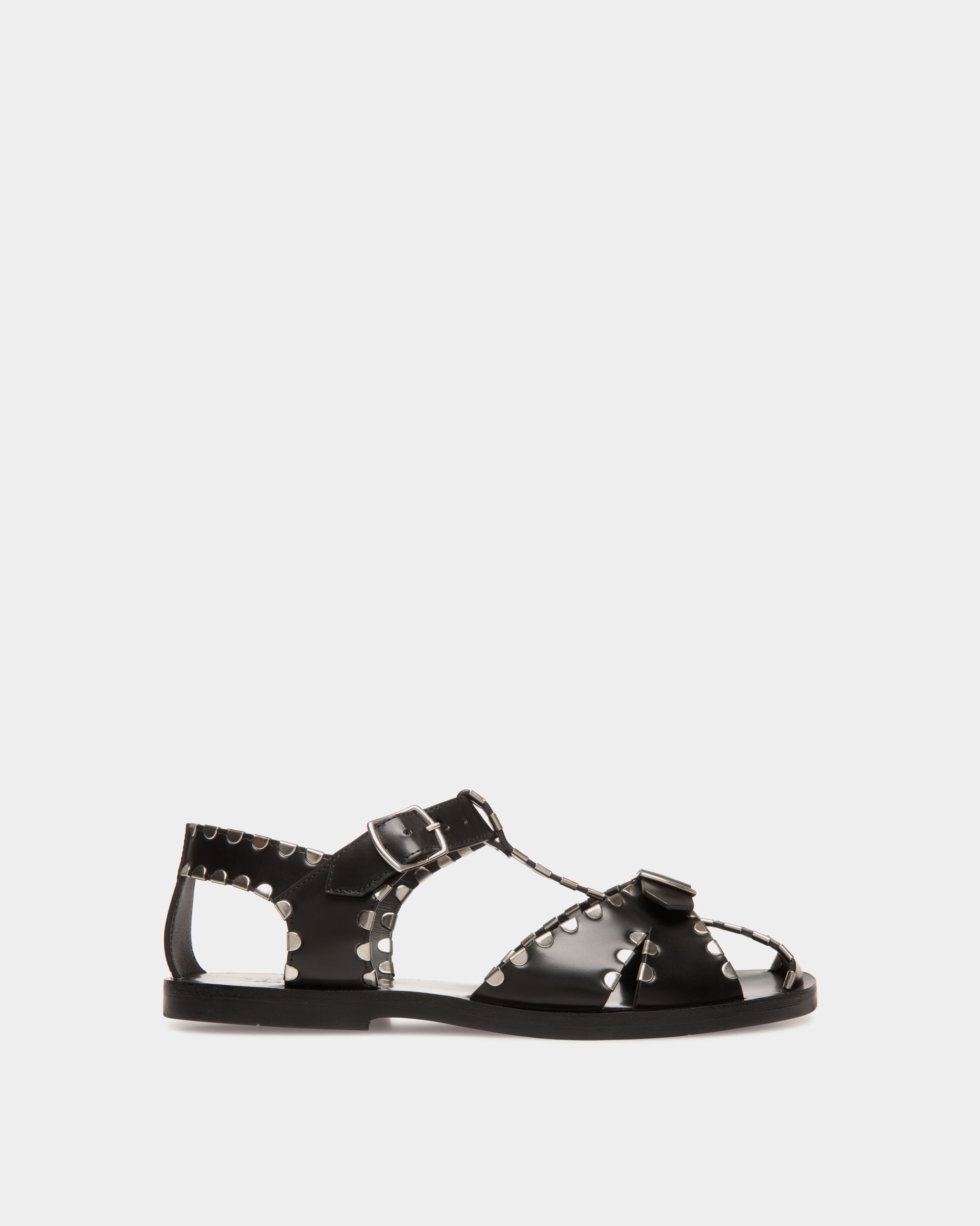 Sandalia Plana Salis De Piel Negra - Mujer - Bally - 01