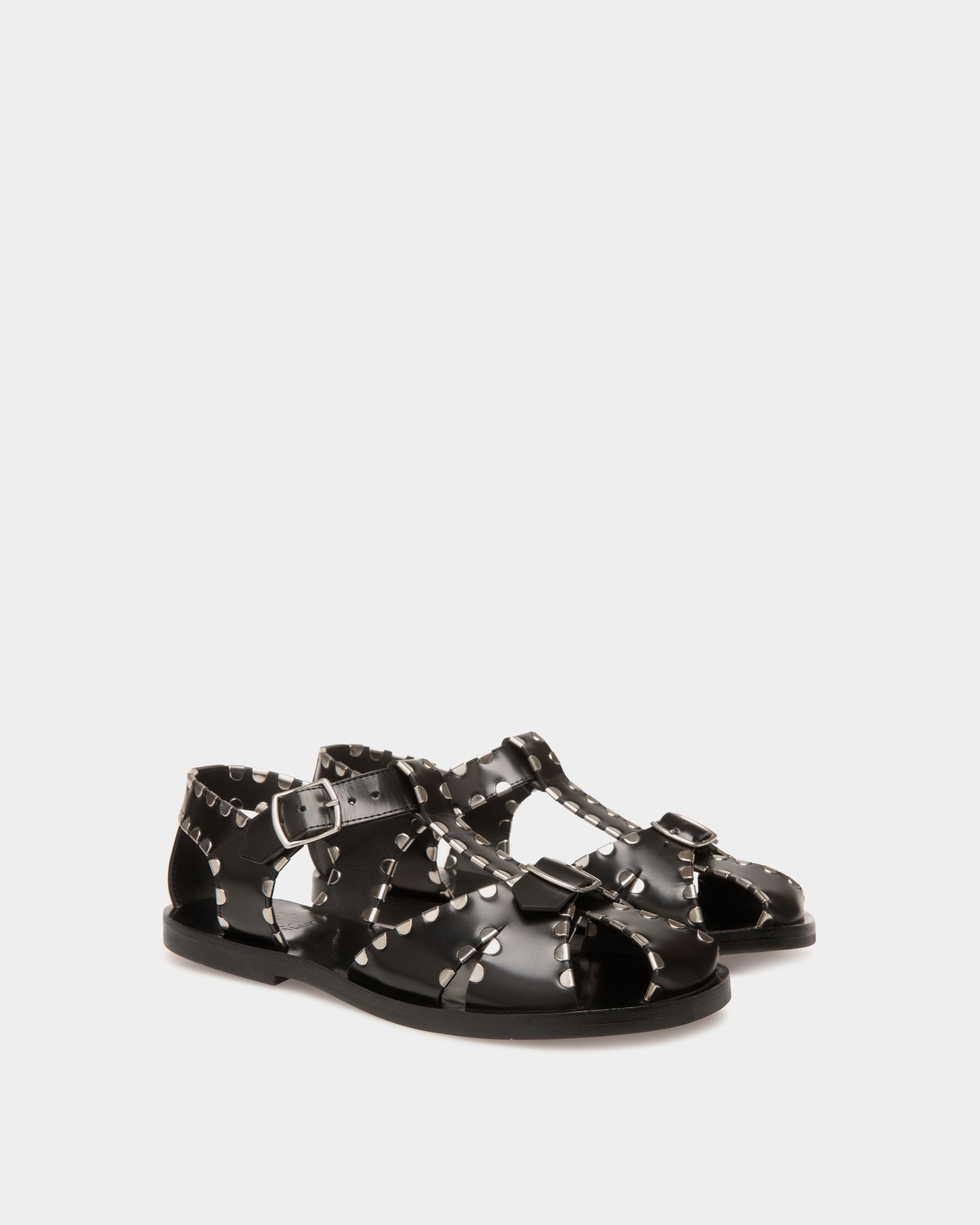 Sandalia Plana Salis De Piel Negra - Mujer - Bally - 03