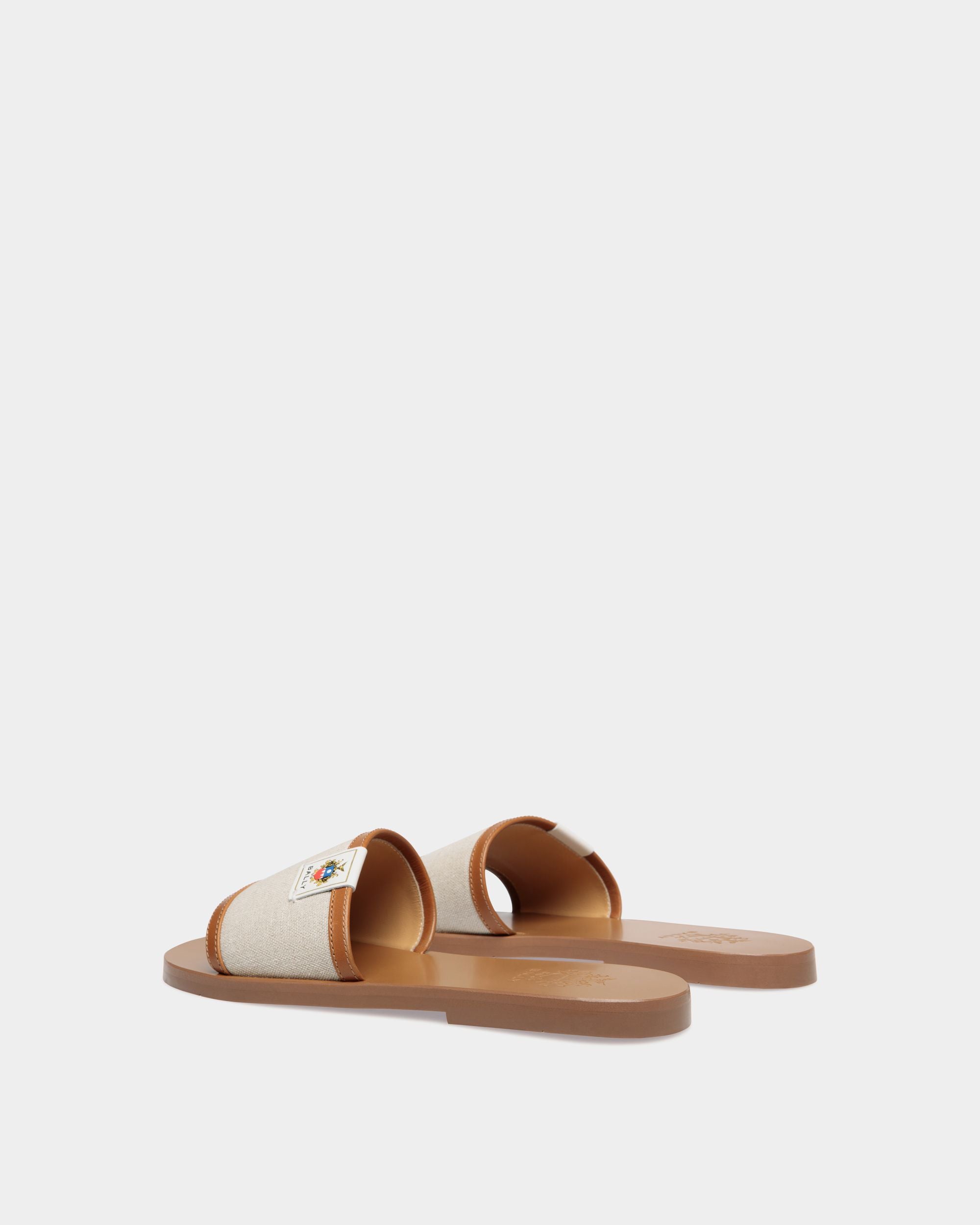 Salis Slide Sandal in Ivory Fabric - Mujer - Bally - 03