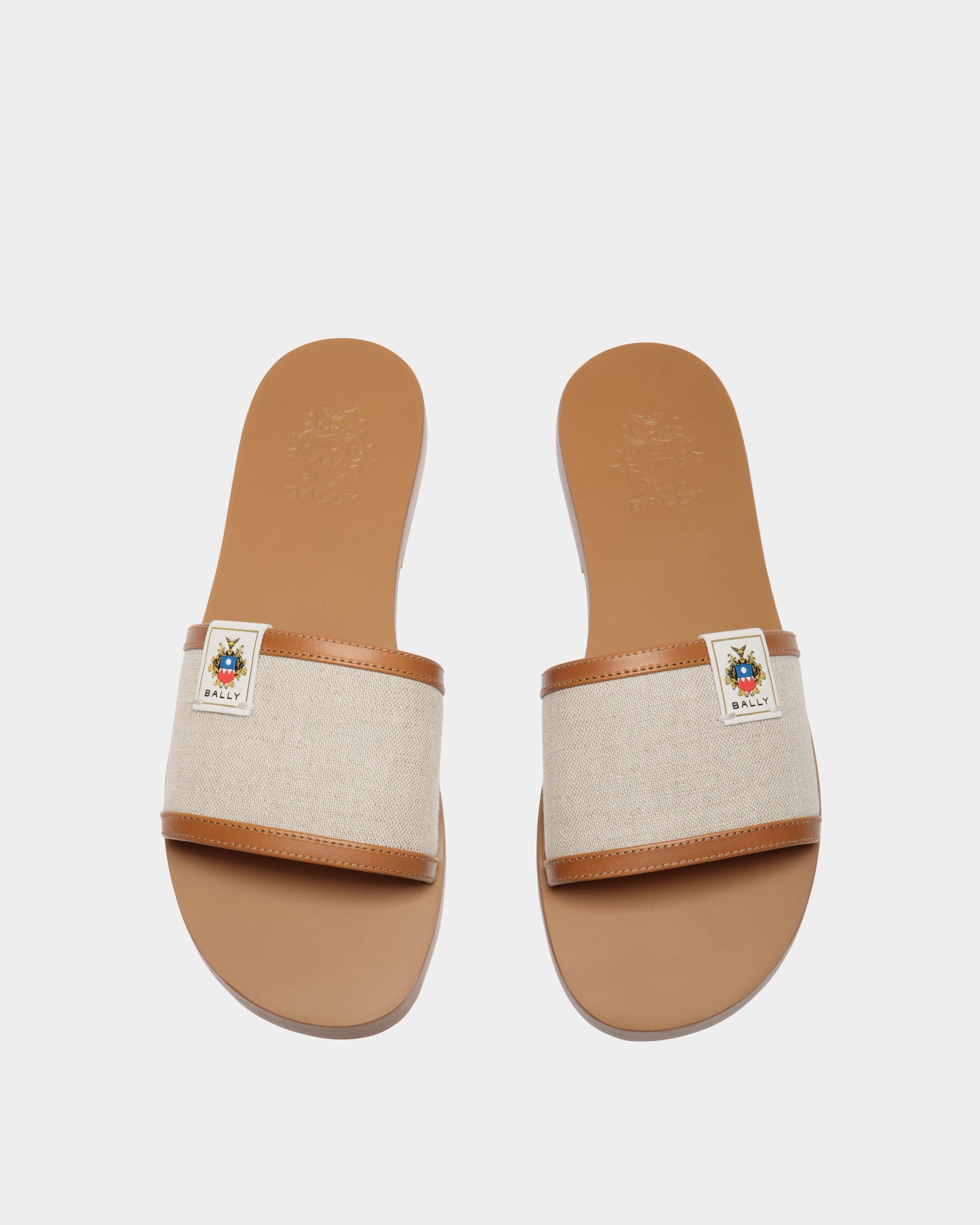 Salis Slide Sandal in Ivory Fabric - Mujer - Bally - 04