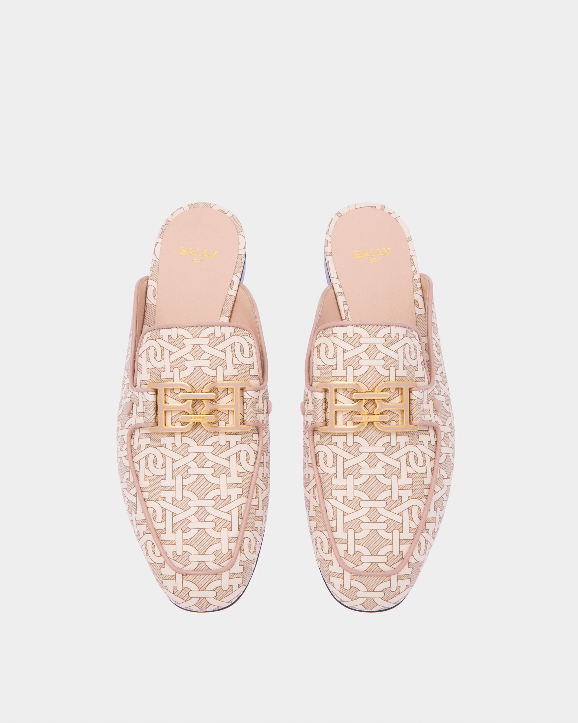 Ellah Flat Tpu Slippers In Pale Pink With Leather Piping - Women's - Bally - 03