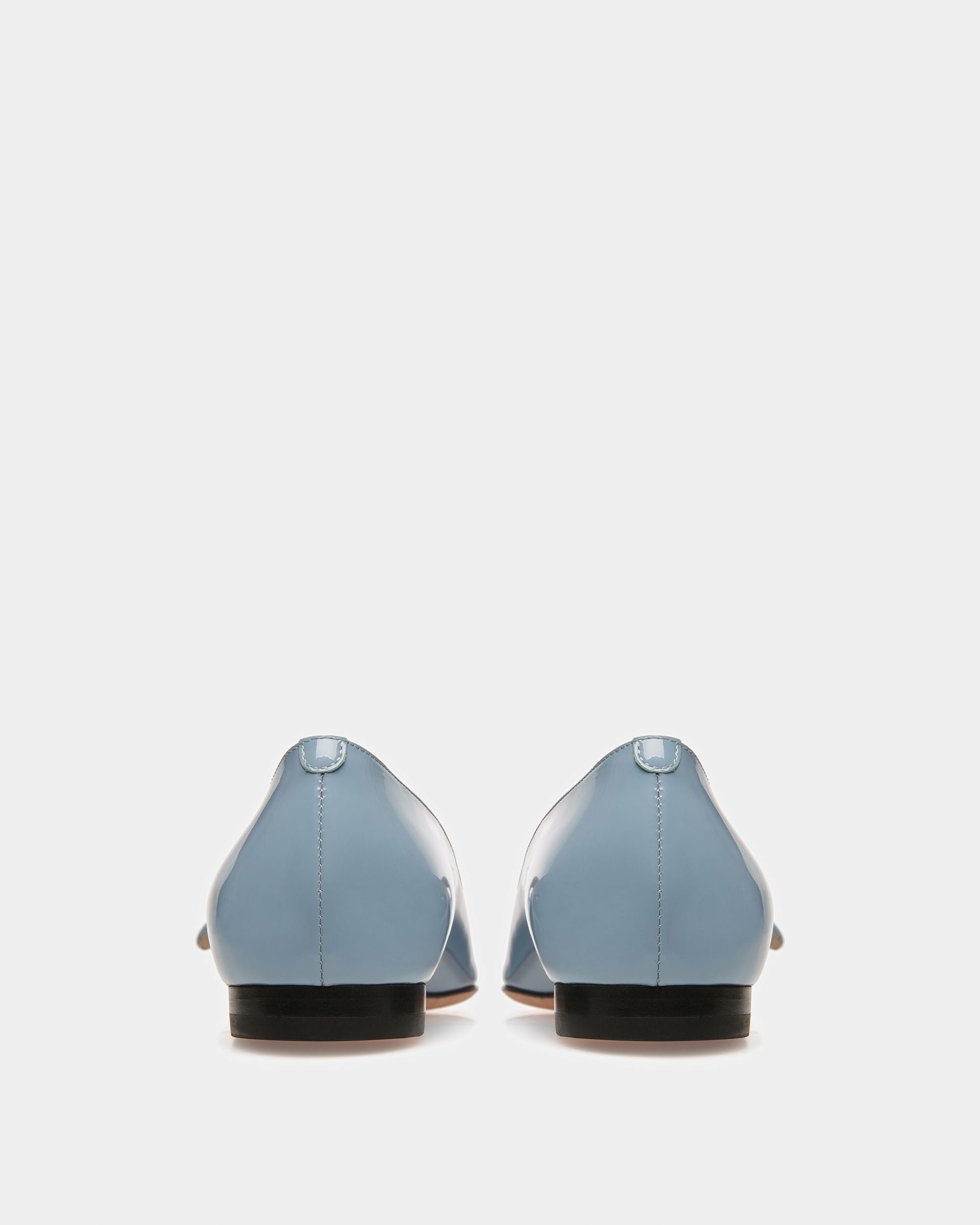 Elis Leather Flat Pumps In Light Blue - Women's - Bally - 04