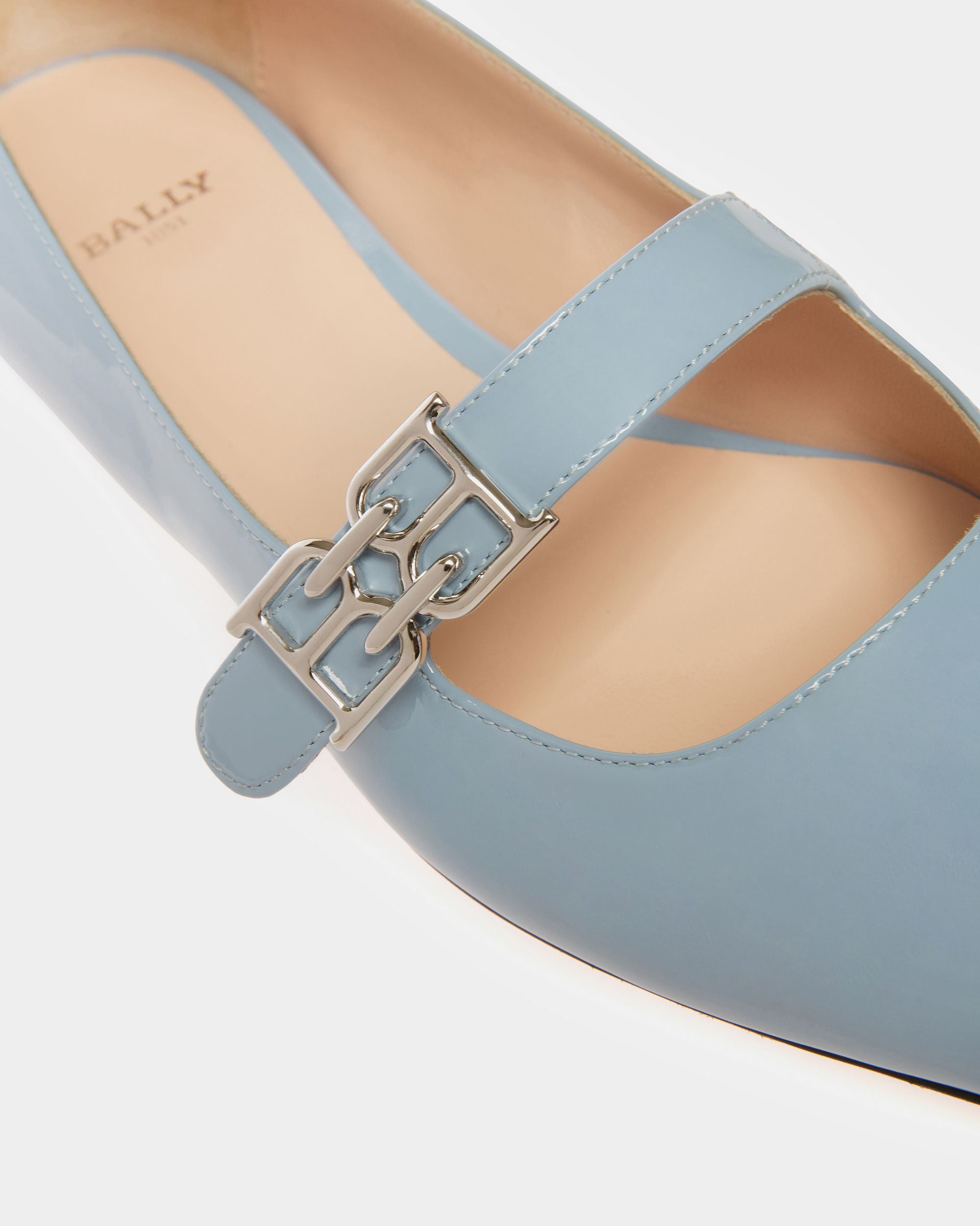 Elis Leather Flat Pumps In Light Blue - Women's - Bally - 05