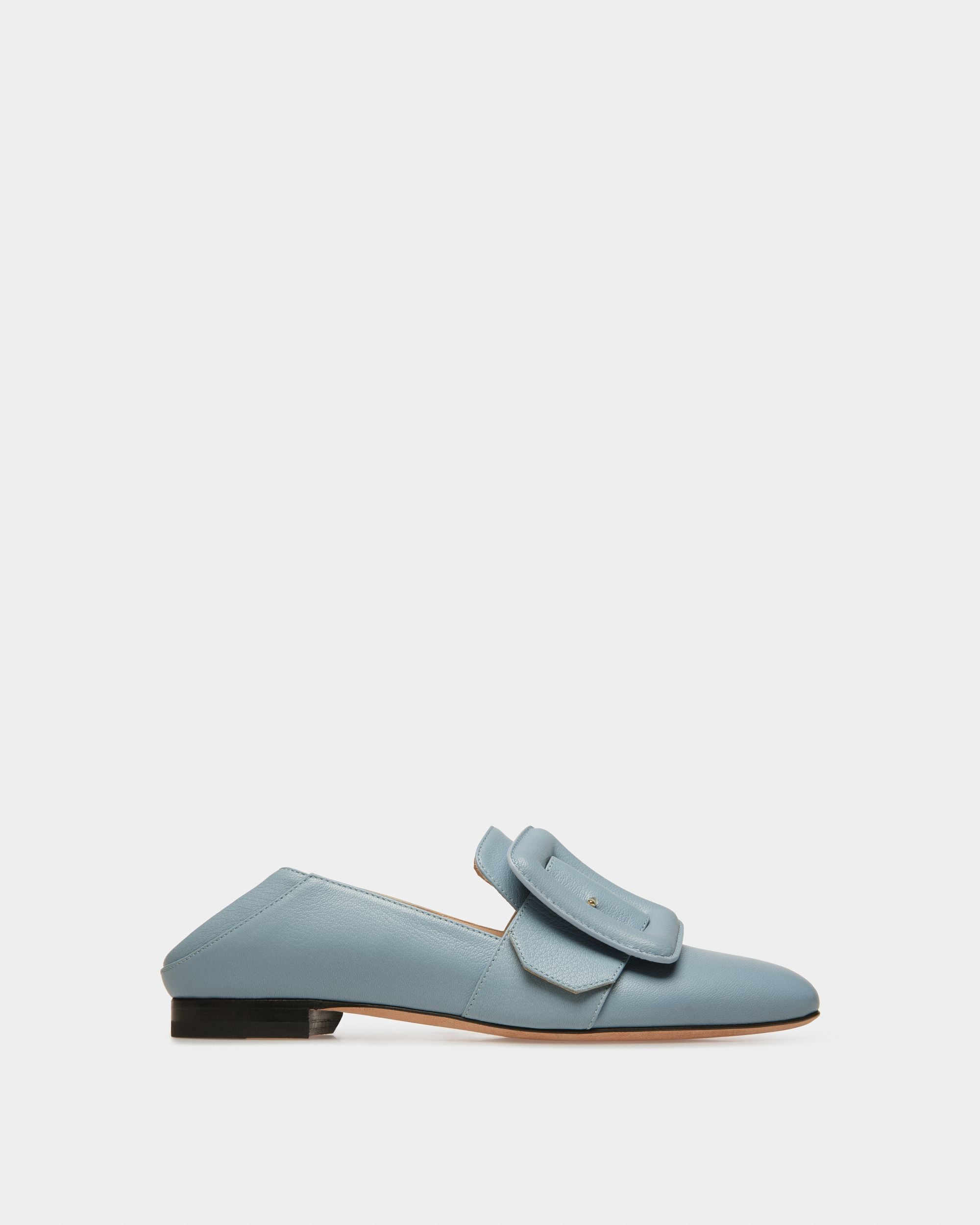 Janelle Leather Loafers In Light Blue - Women's - Bally - 05