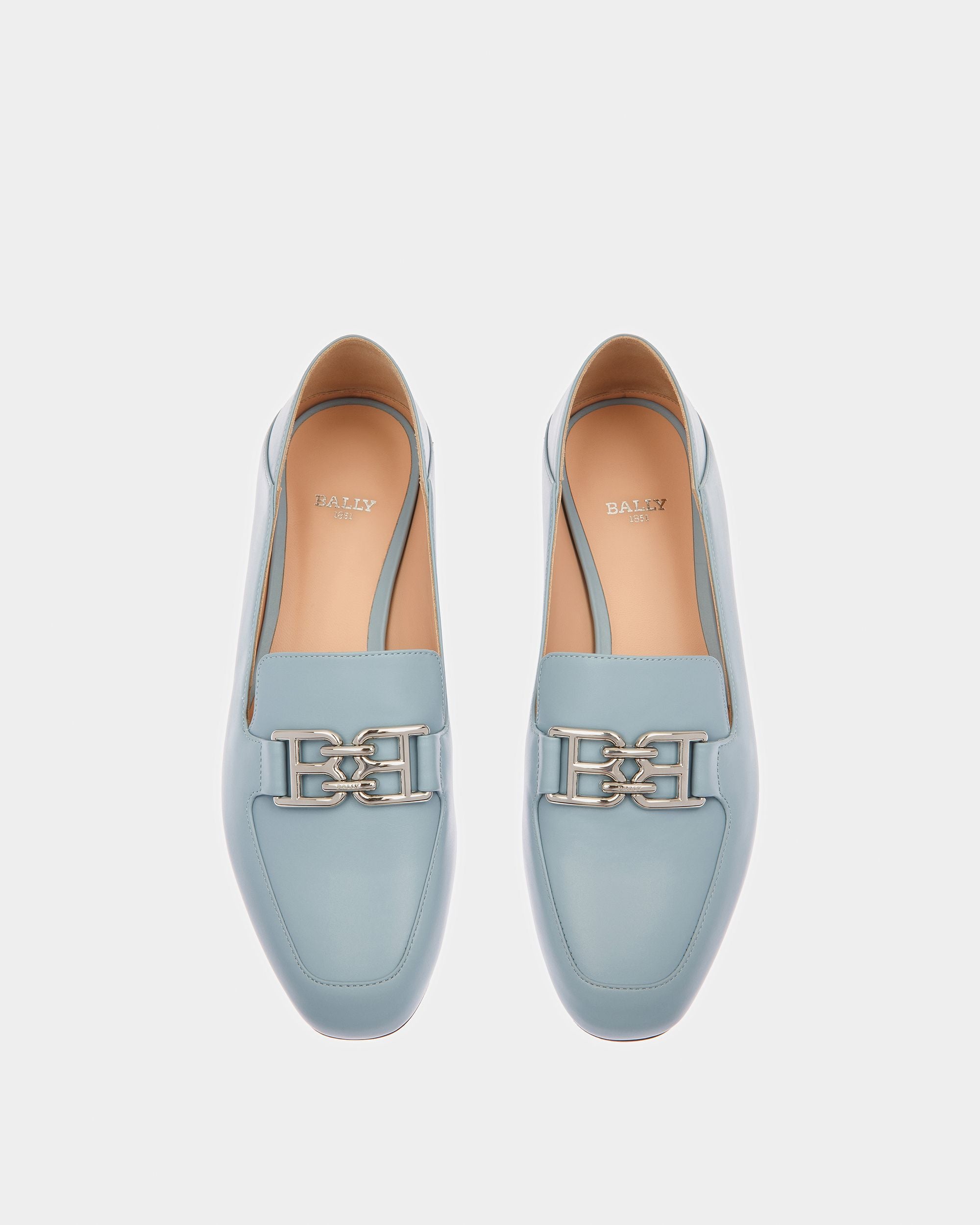 Ellah Mocasines De Piel En Azul Claro - Mujer - Bally - 02