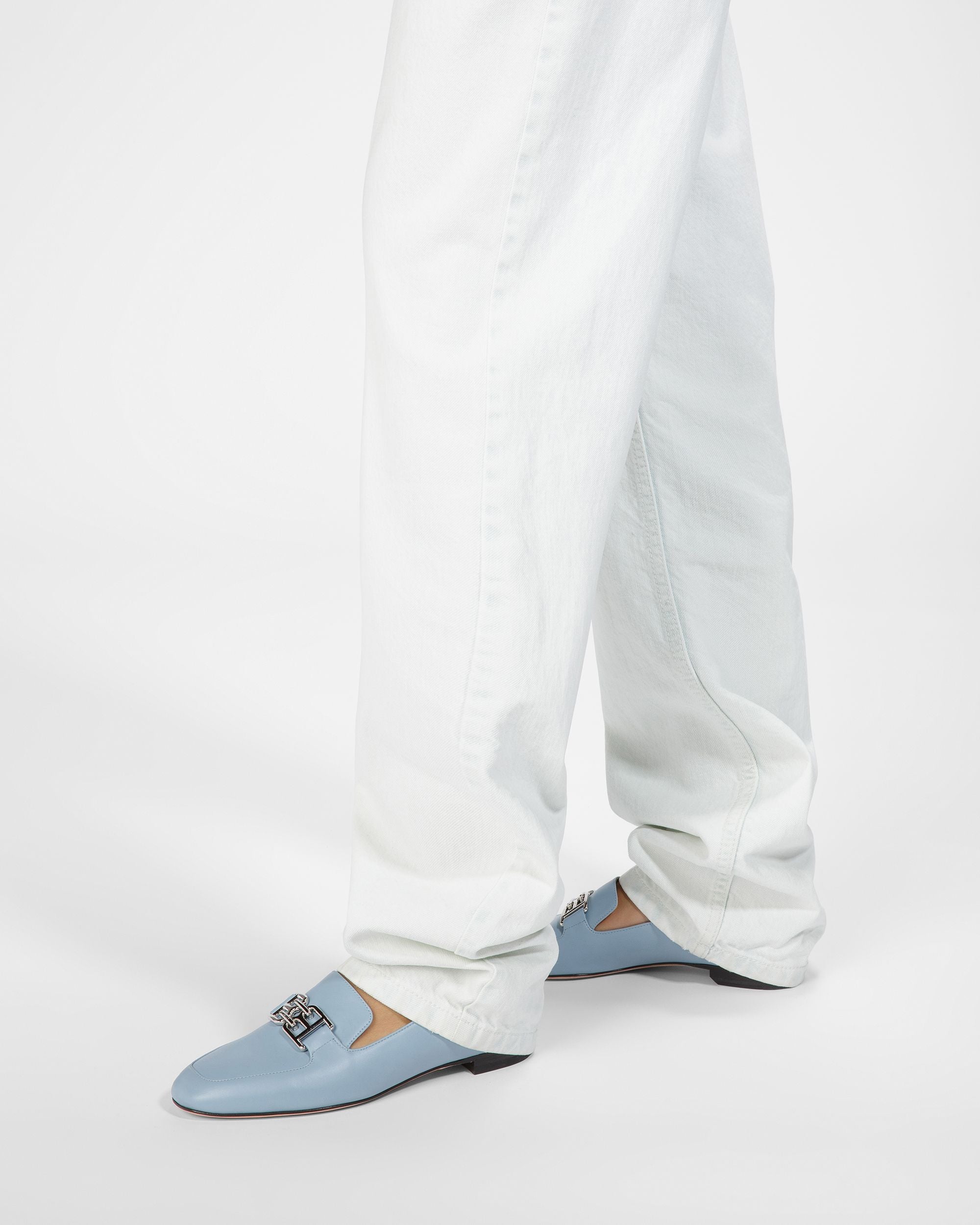 Ellah Mocasines De Piel En Azul Claro - Mujer - Bally - 06