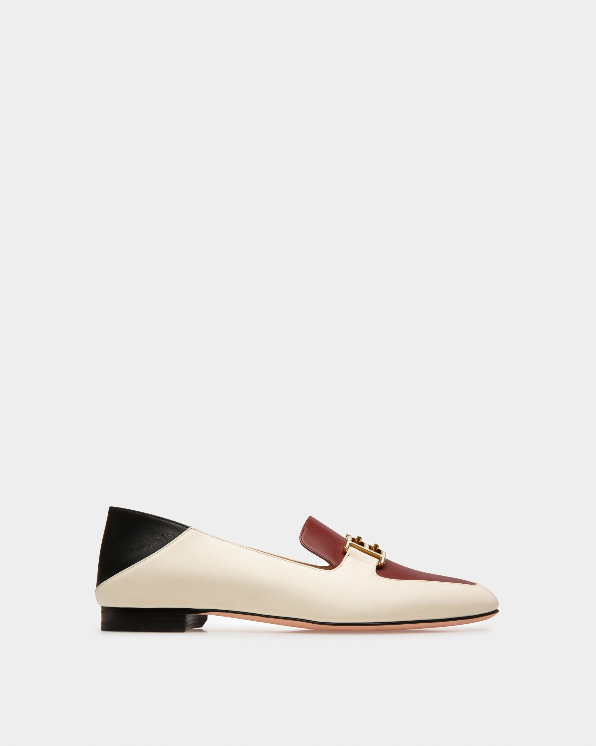 Ellah Flat Leather Loafers In Bone - Women's - Bally - 01