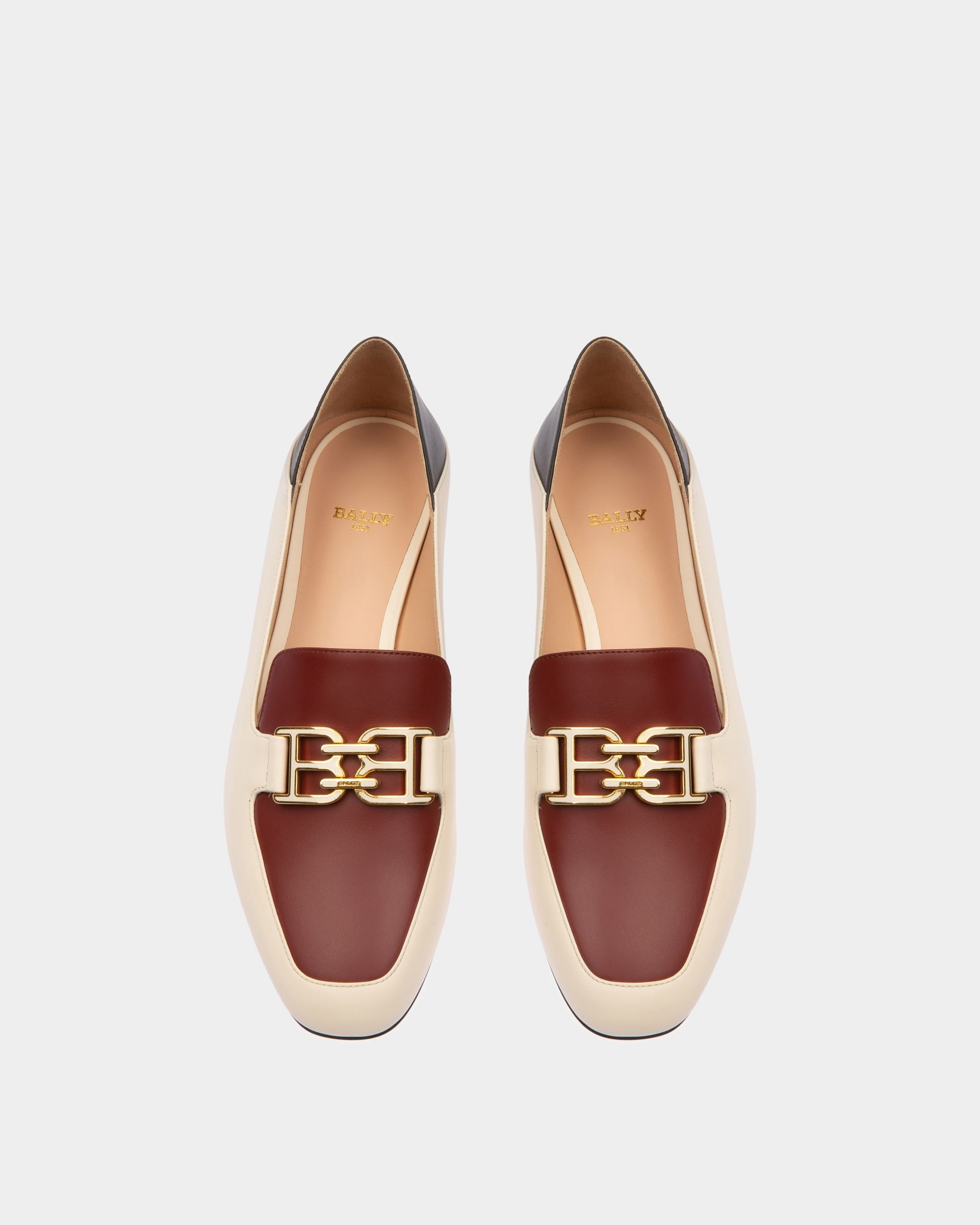 Ellah Flat Leather Loafers In Bone - Women's - Bally - 03