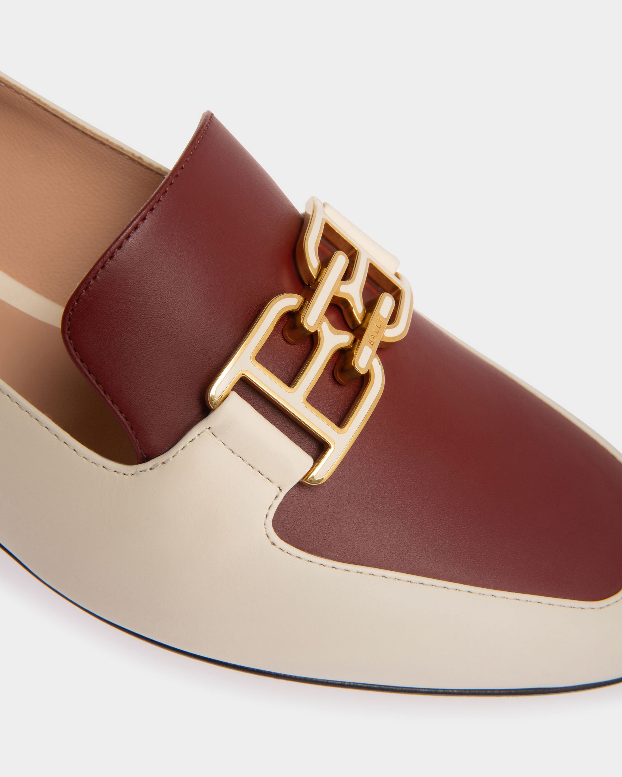 Ellah Flat Leather Loafers In Bone - Women's - Bally - 07