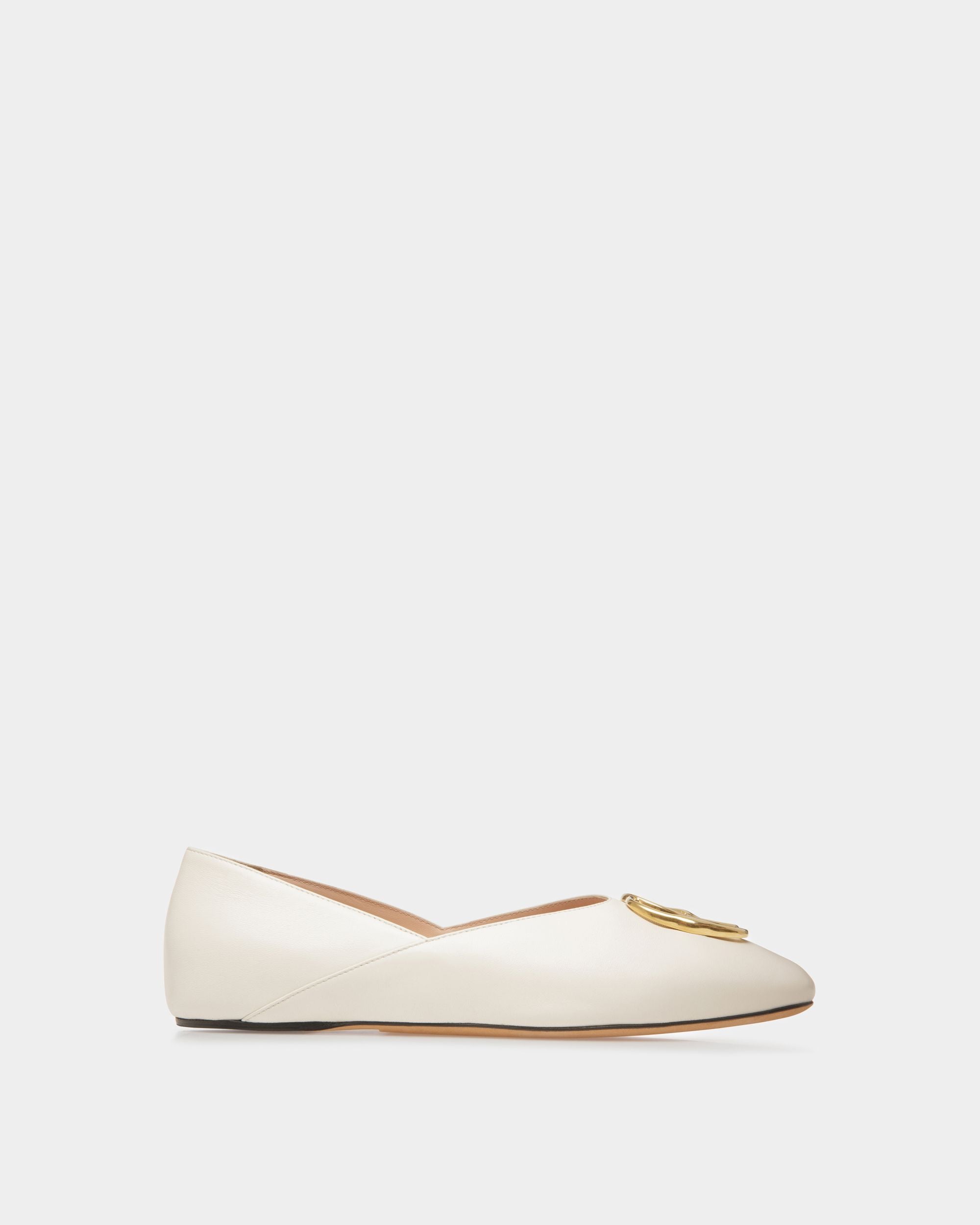 Emblem Slippers In Bone Leather - Women's - Bally - 01