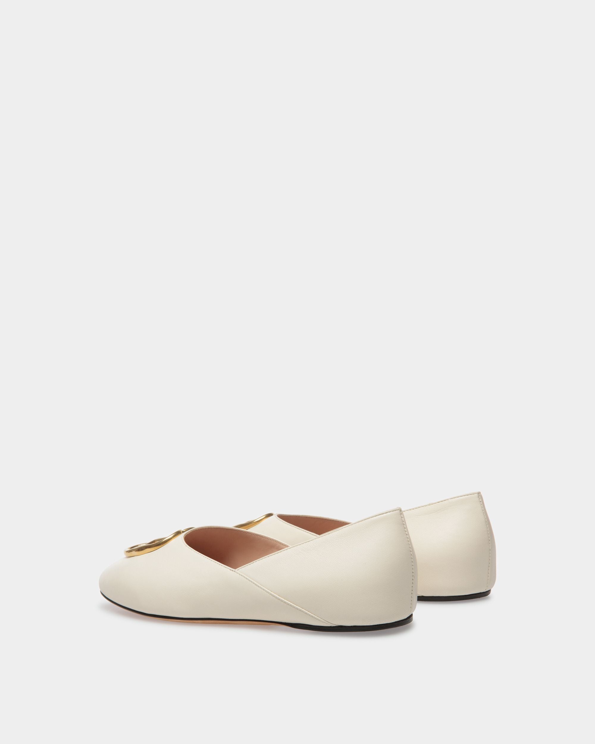 Emblem Slippers In Bone Leather - Women's - Bally - 04