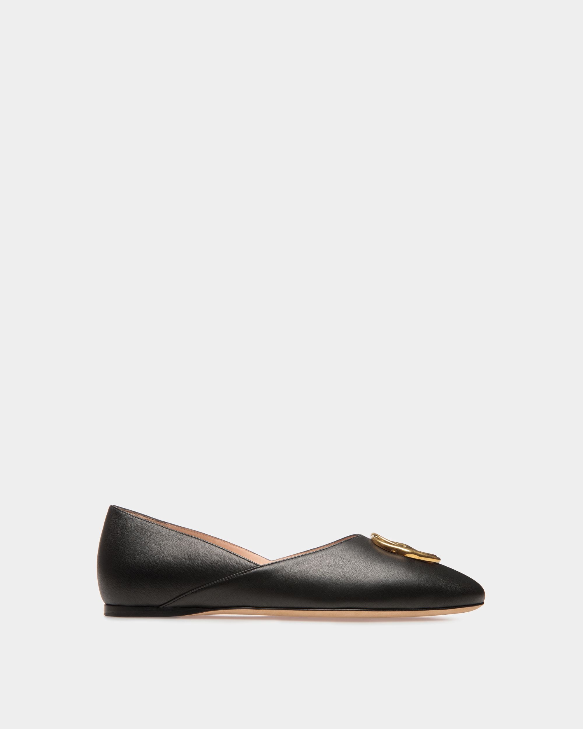 Slippers Emblem De Piel En Negro - Mujer - Bally - 01
