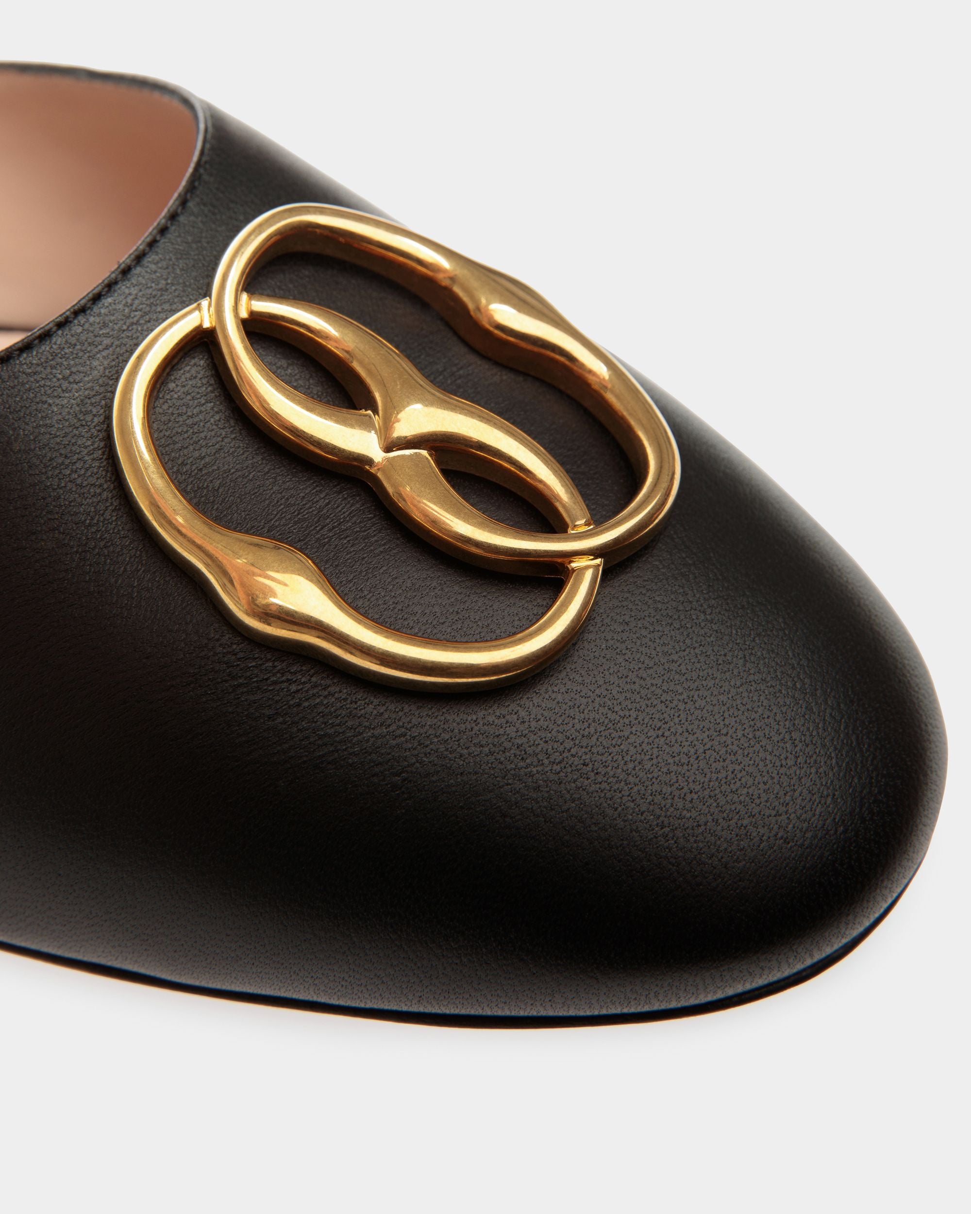 Slippers Emblem De Piel En Negro - Mujer - Bally - 04