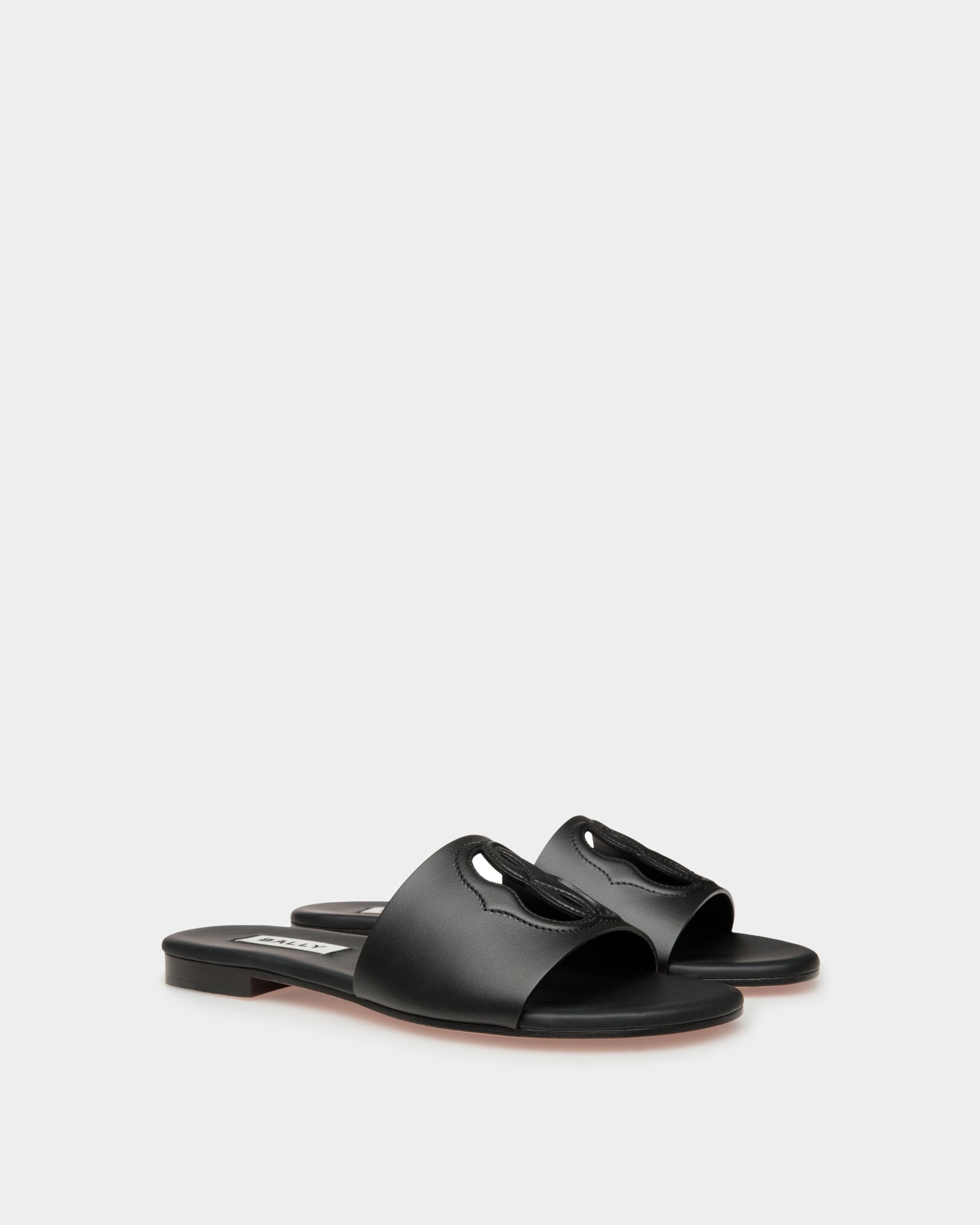 Sandalia Emblem De Piel En Negro - Mujer - Bally - 02