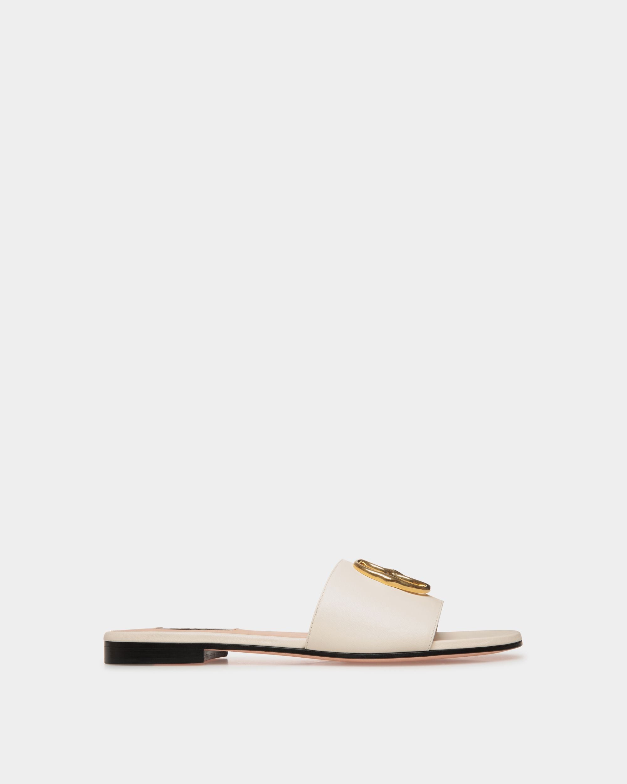 Emblem Flat Slide in Nappa Leather - Women's - Bally - 01