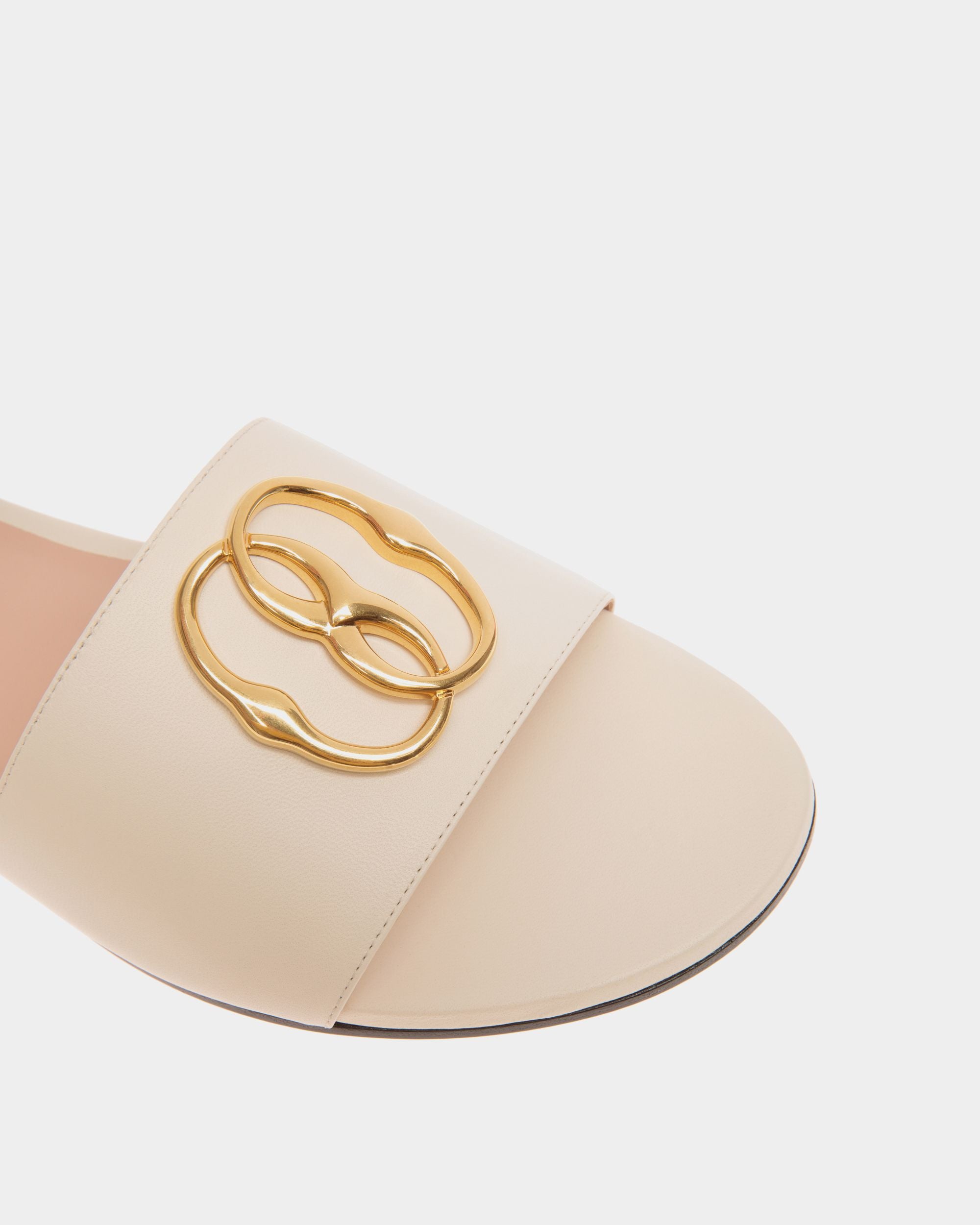 Emblem Flat Slide in Nappa Leather - Women's - Bally - 04