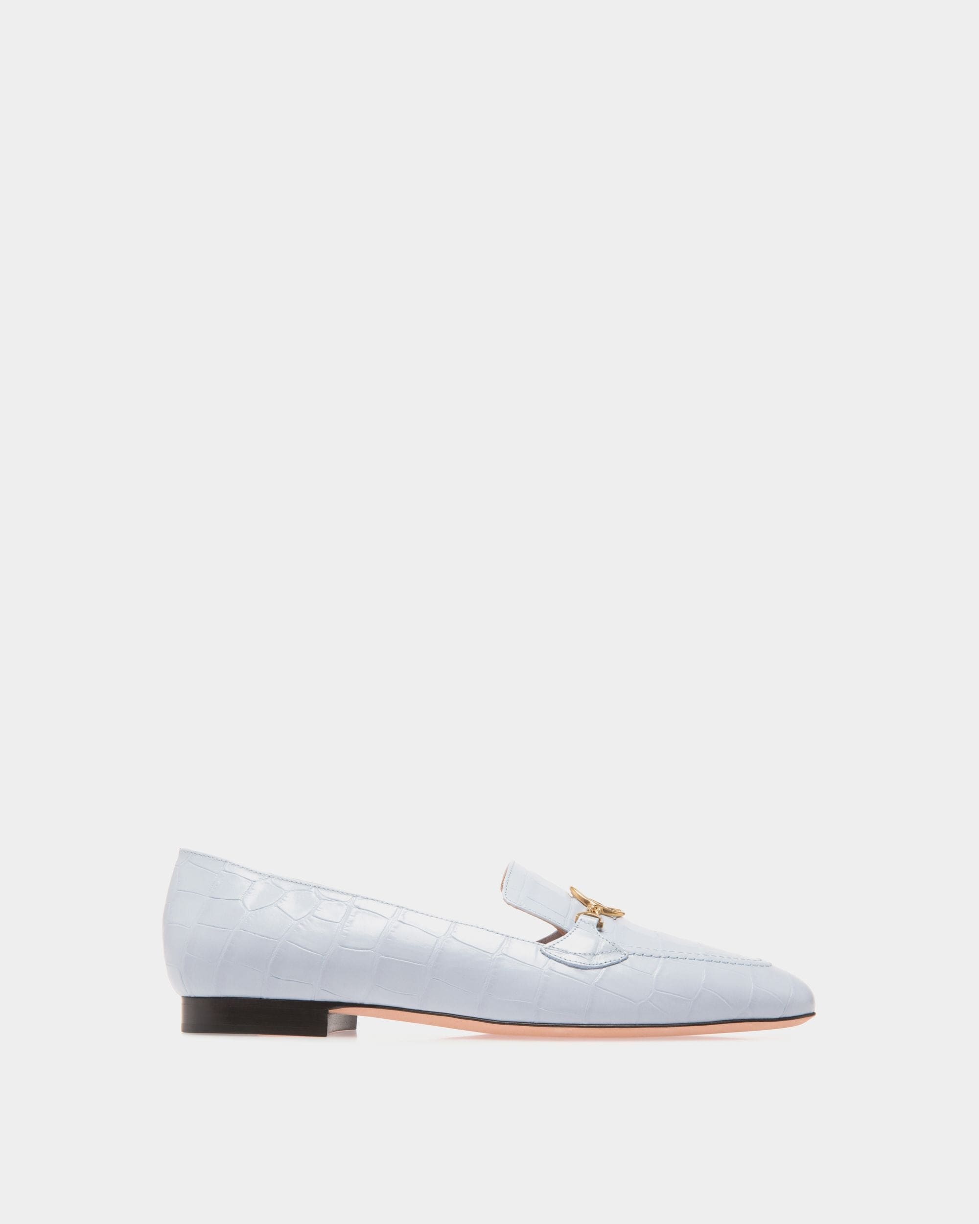 Daily Emblem Flats In Blue Leather - Women's - Bally - 01