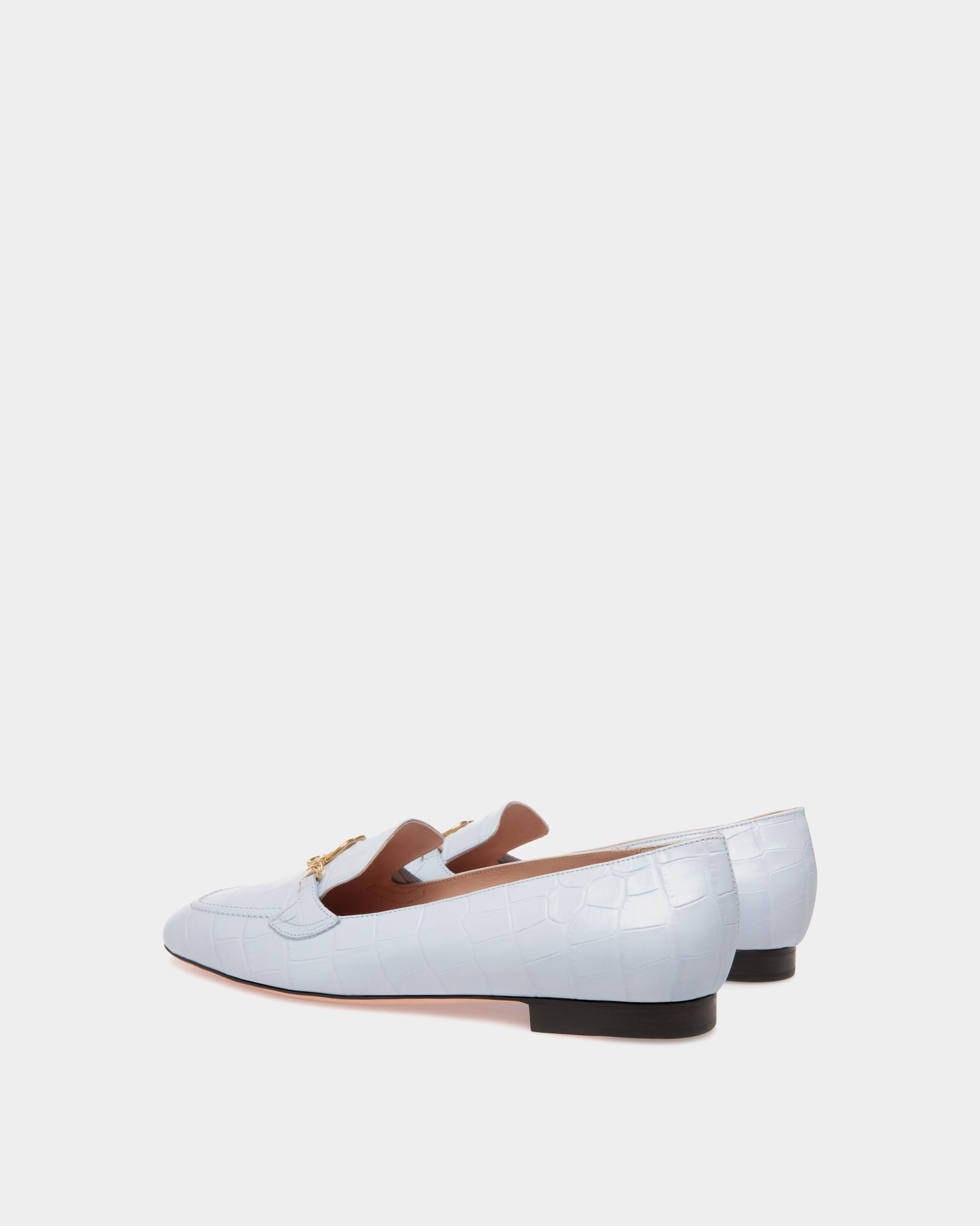 Daily Emblem Flats In Blue Leather - Women's - Bally - 03
