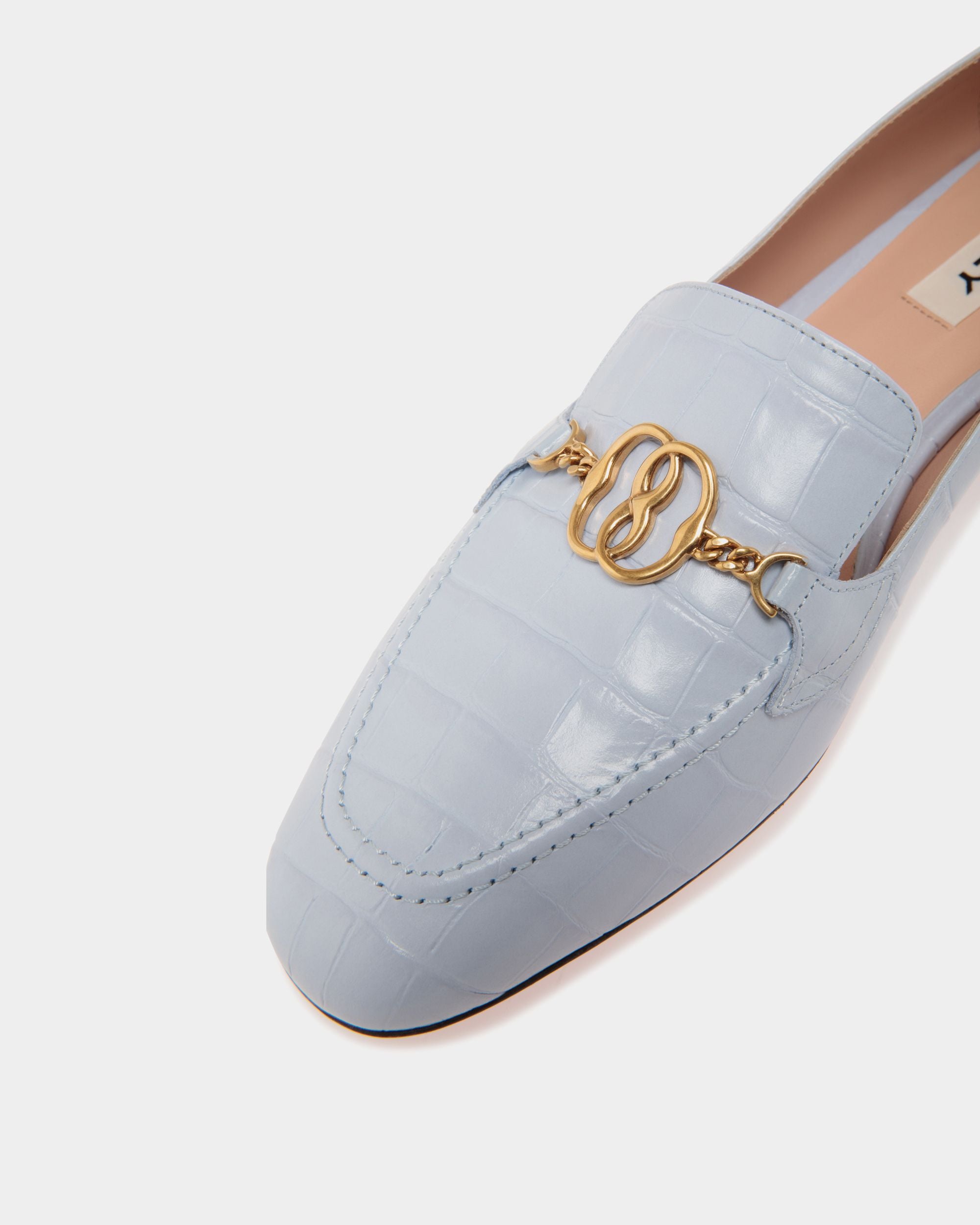 Daily Emblem Flats In Blue Leather - Women's - Bally - 05