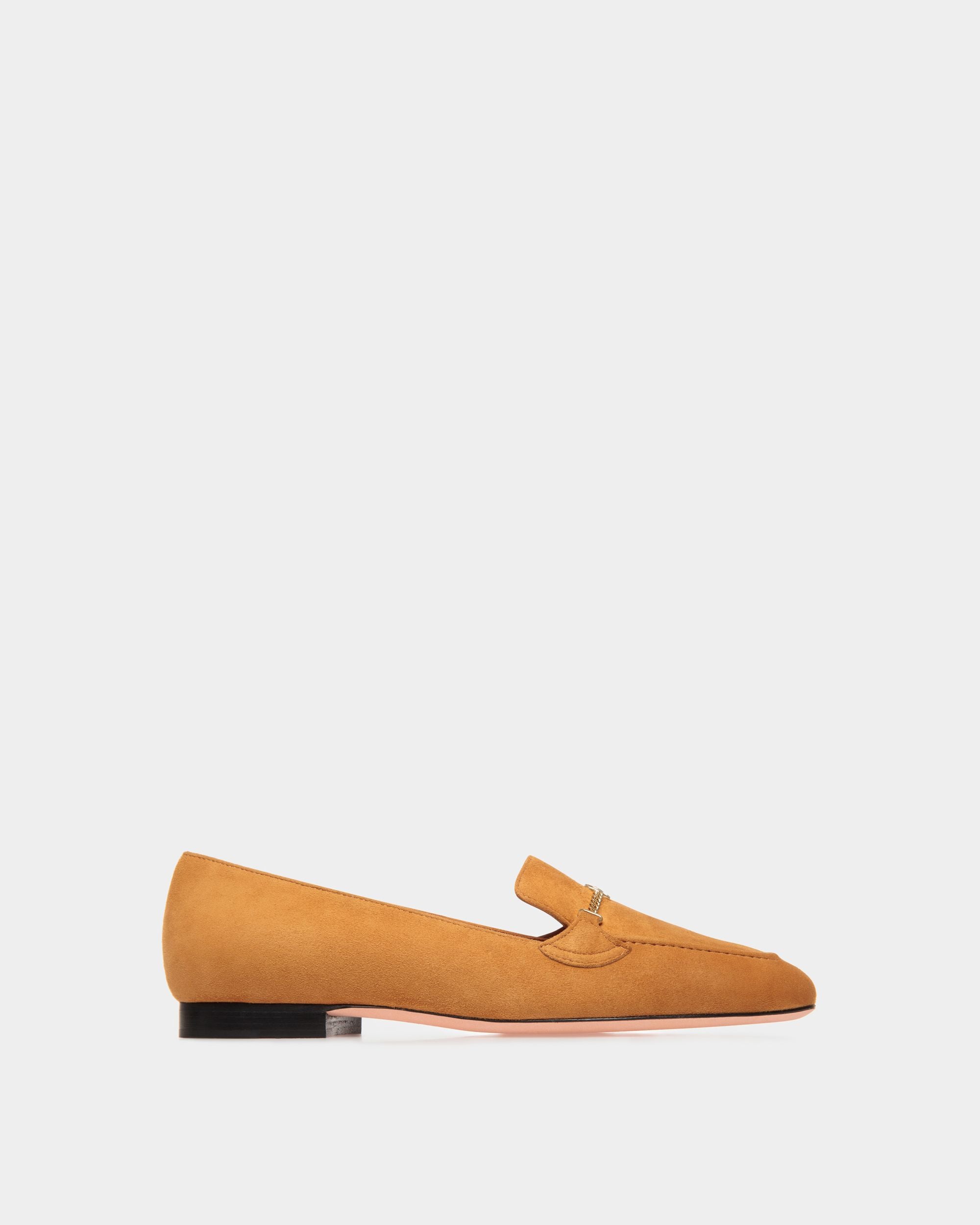 Daily Emblem Loafer in Brown Suede - Women's - Bally - 01