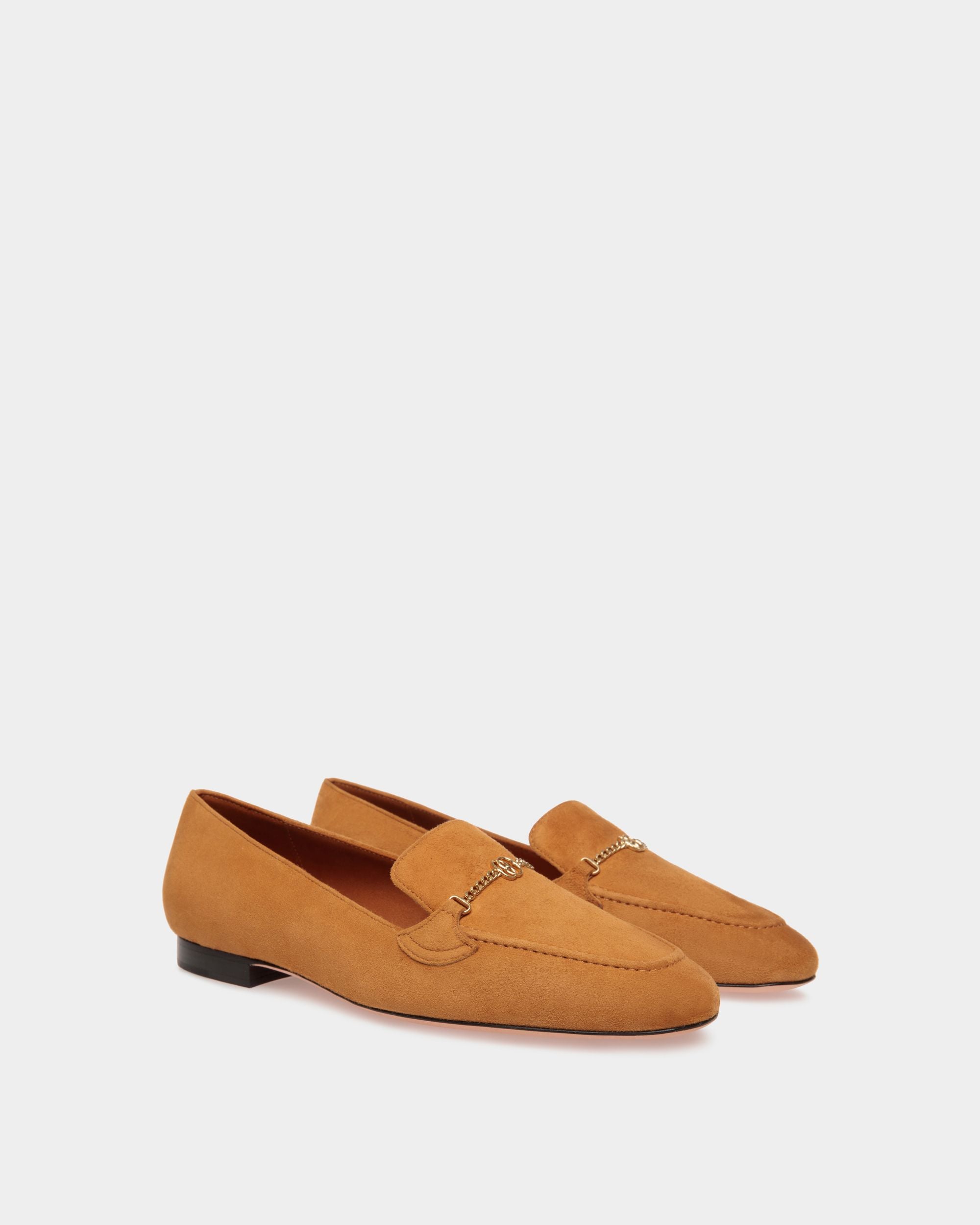 Daily Emblem Loafer in Brown Suede - Women's - Bally - 02
