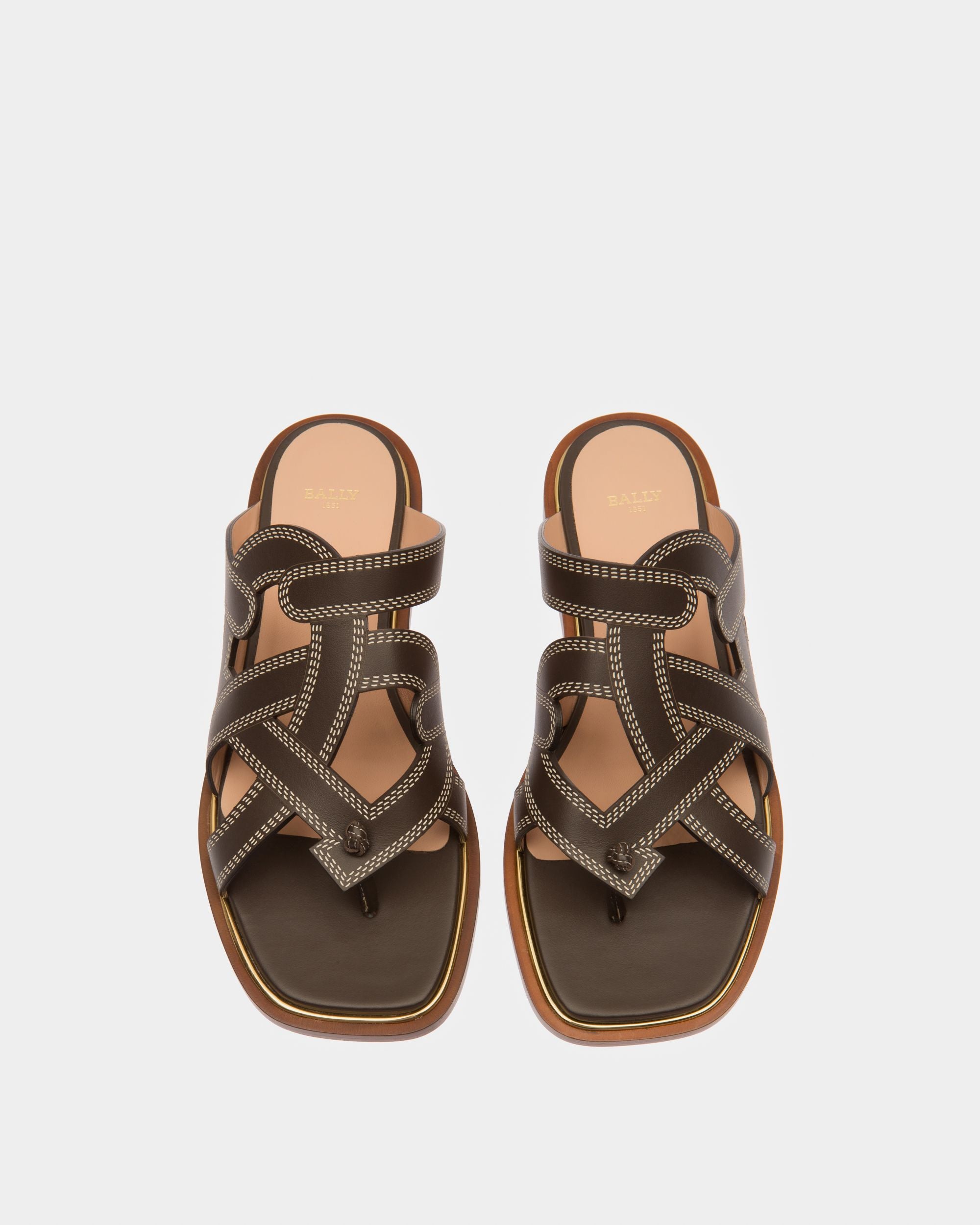 Glada Sandalias Planas De Piel De Color Marrón - Mujer - Bally - 02