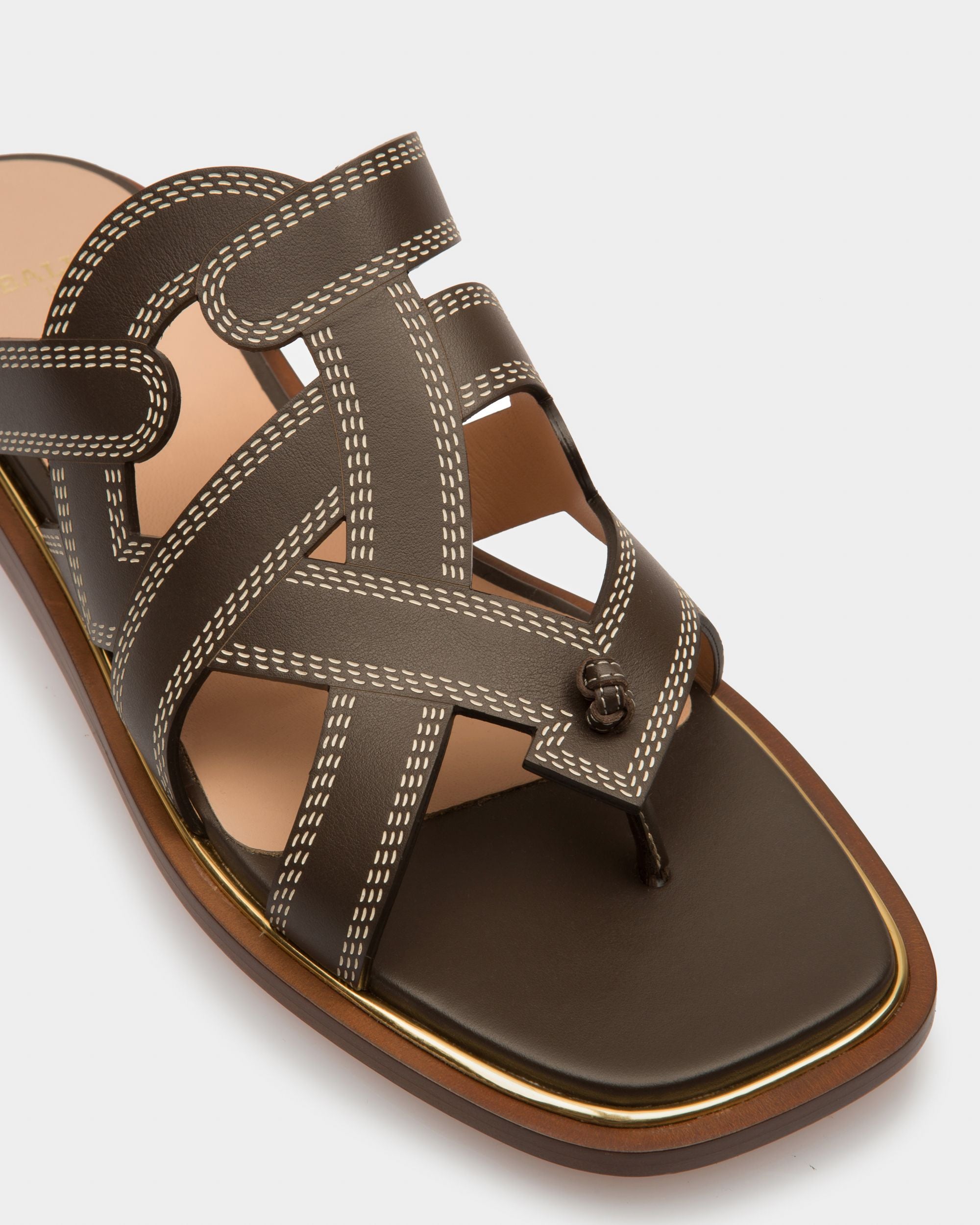 Glada Sandalias Planas De Piel De Color Marrón - Mujer - Bally - 05
