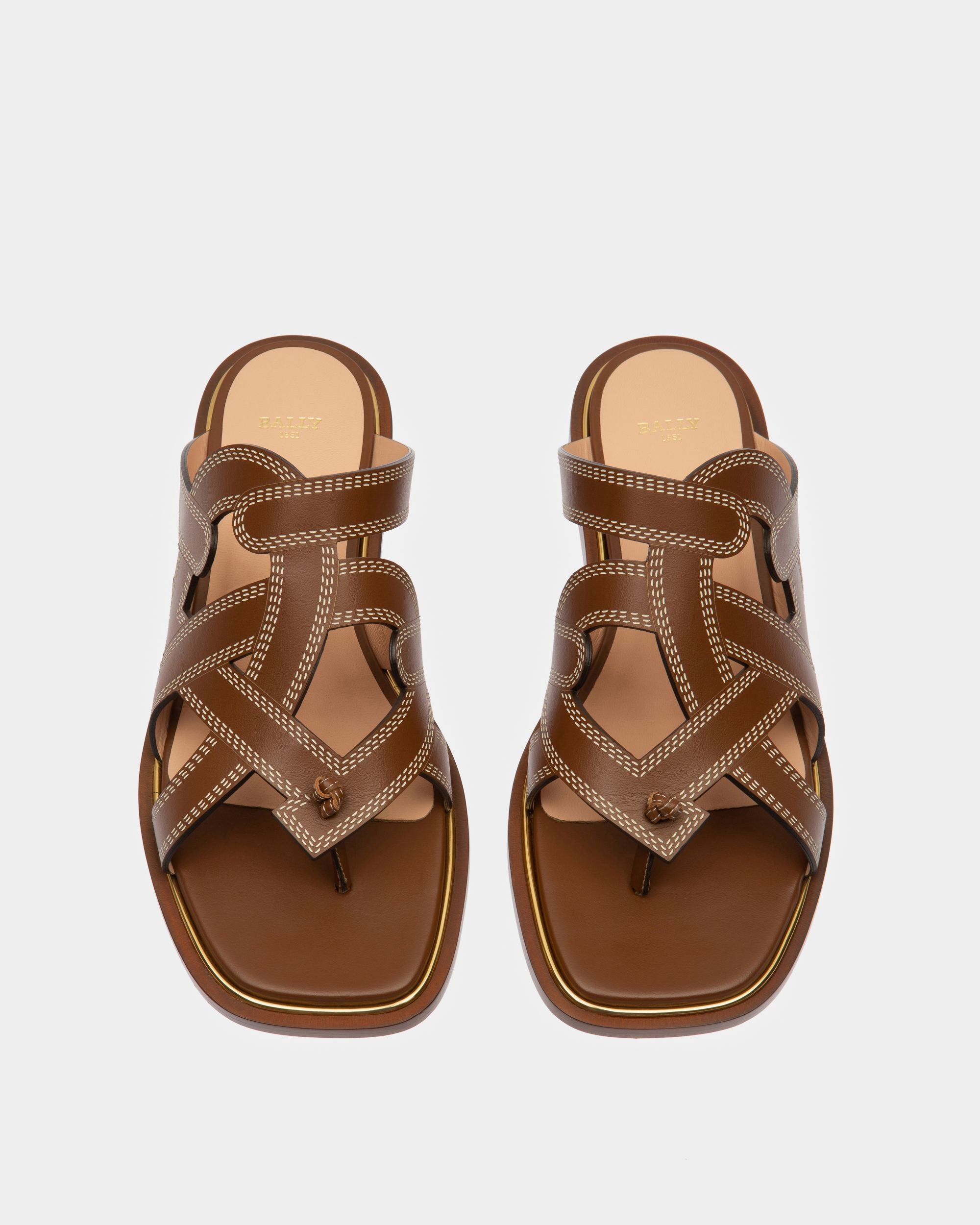 Glada Sandalias Planas De Piel De Color Marrón Claro - Mujer - Bally - 02