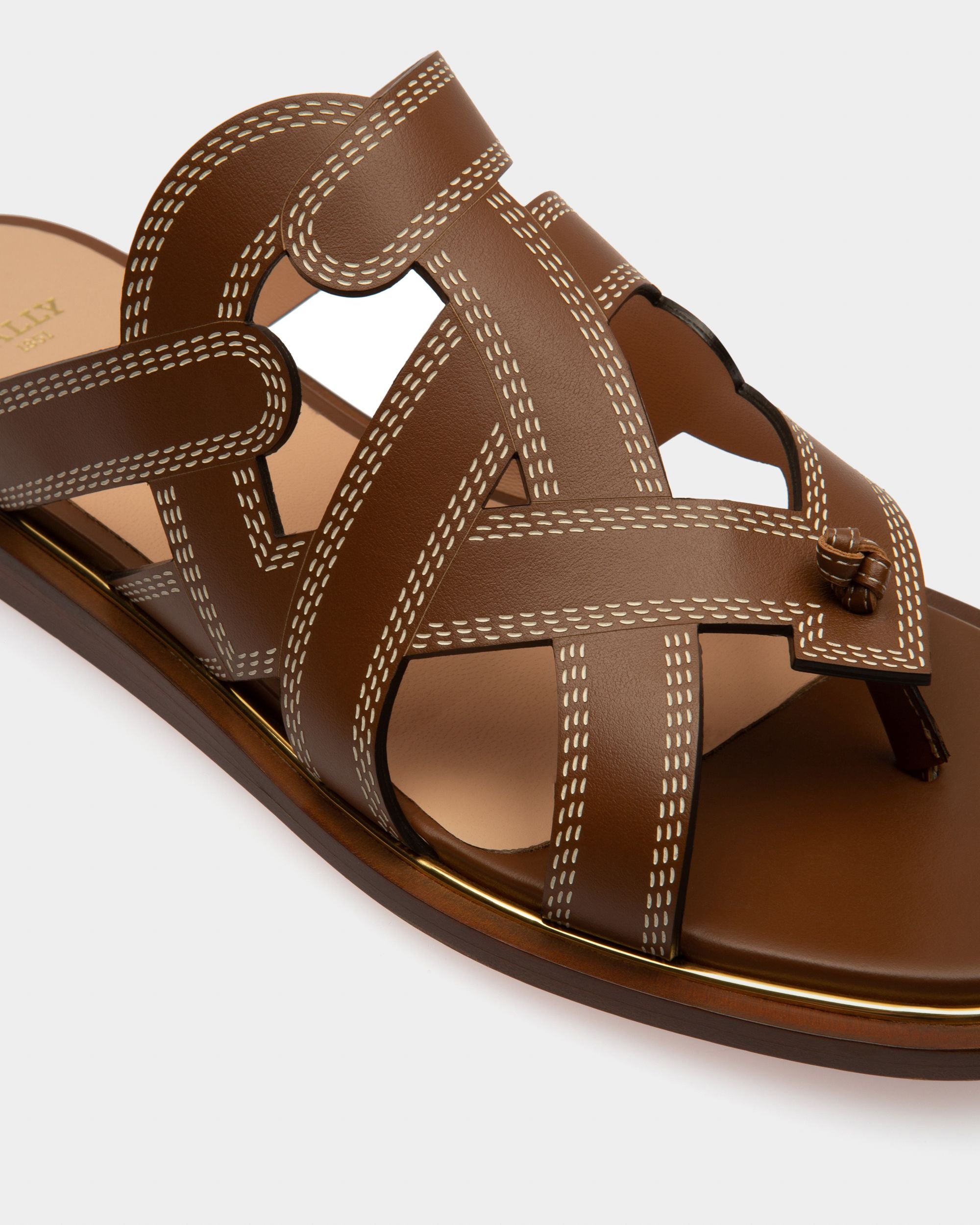 Glada Sandalias Planas De Piel De Color Marrón Claro - Mujer - Bally - 05
