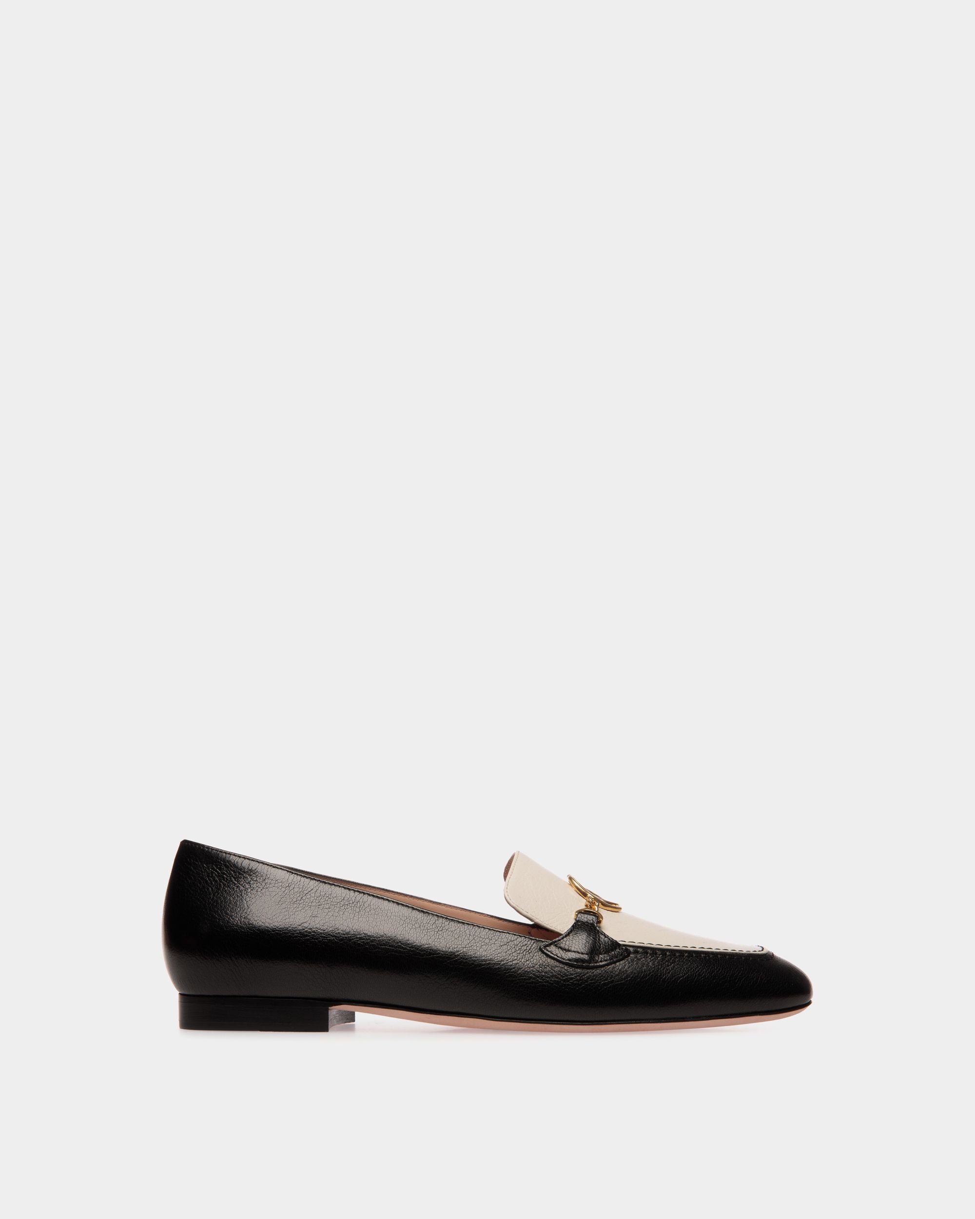Mocasín Daily Emblem De Piel Negra Y Blanca - Mujer - Bally - 01