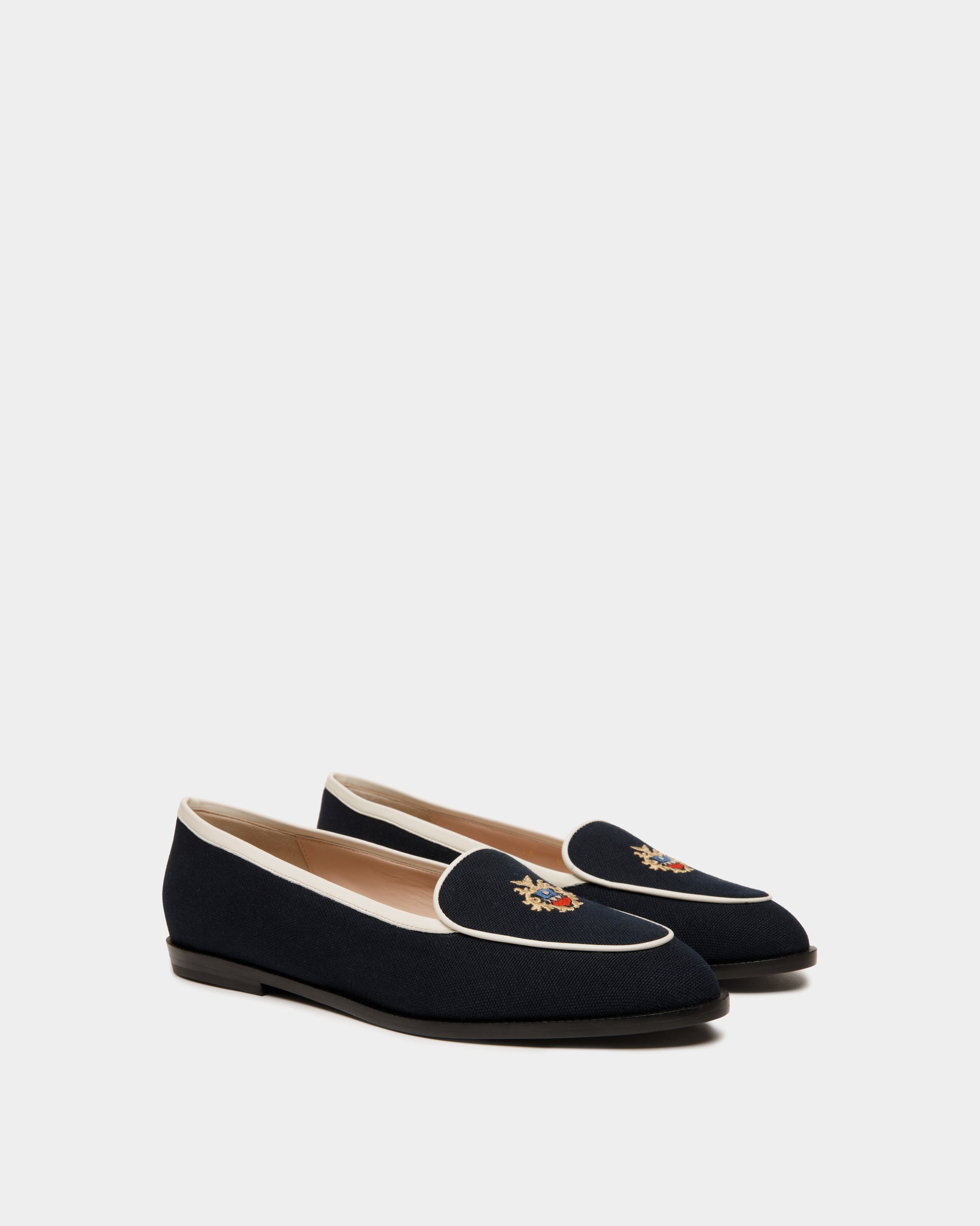Zapato Plano Elite De Tela Navy Blue - Mujer - Bally - 02