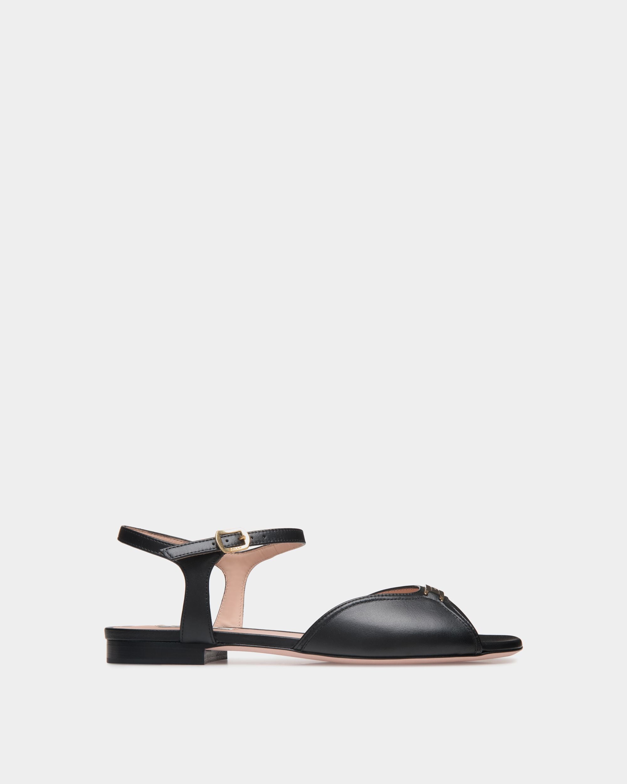 Sandalia Plana Deco De Piel Negra - Mujer - Bally - 01