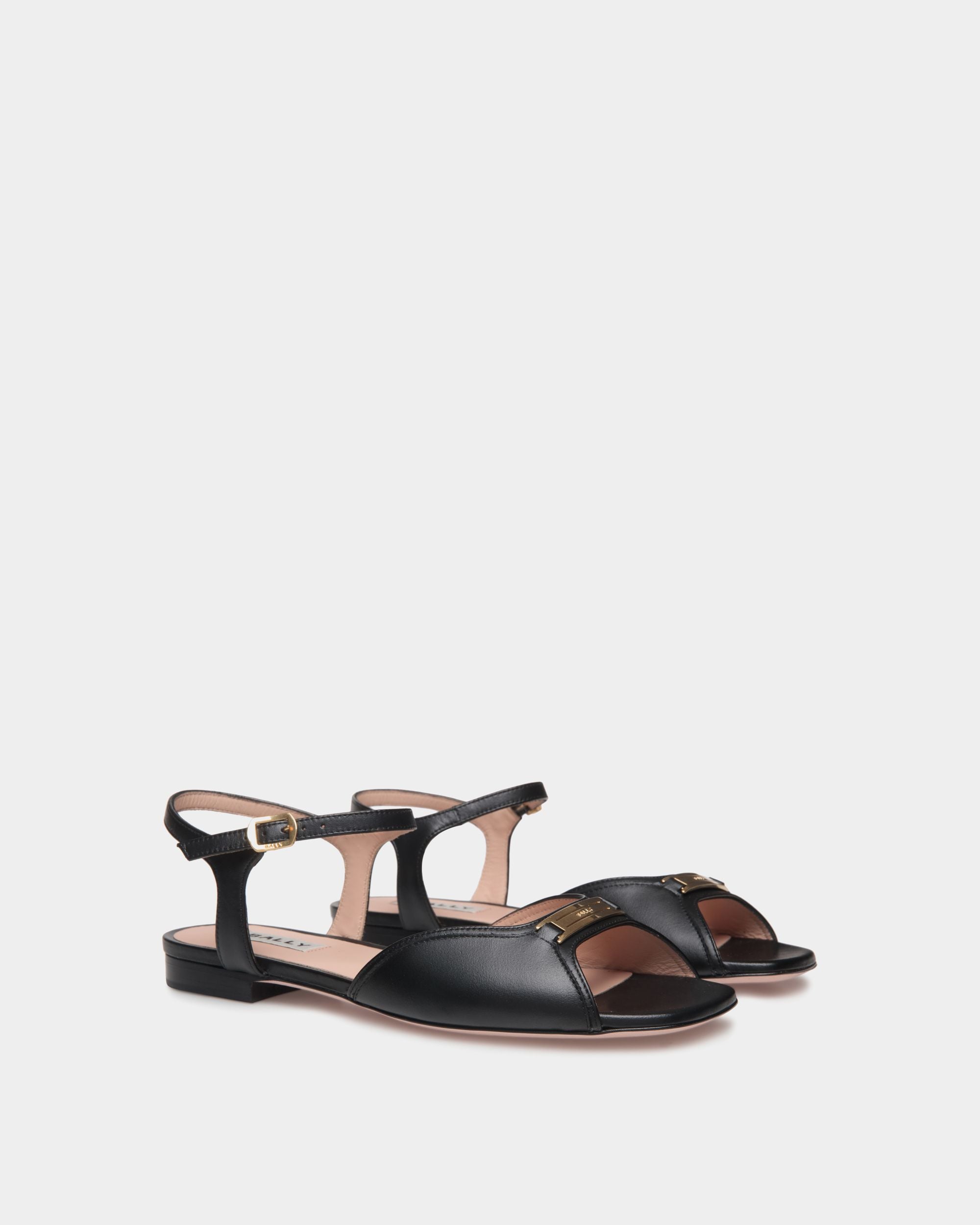 Sandalia Plana Deco De Piel Negra - Mujer - Bally - 03