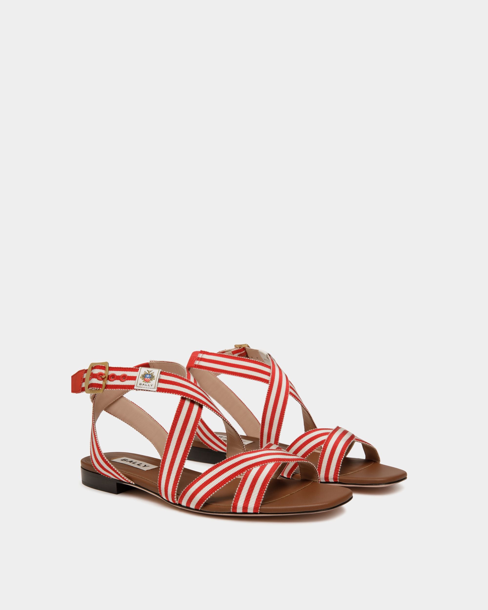 Sandalia Plana Sylt De Tela Roja - Mujer - Bally - 03