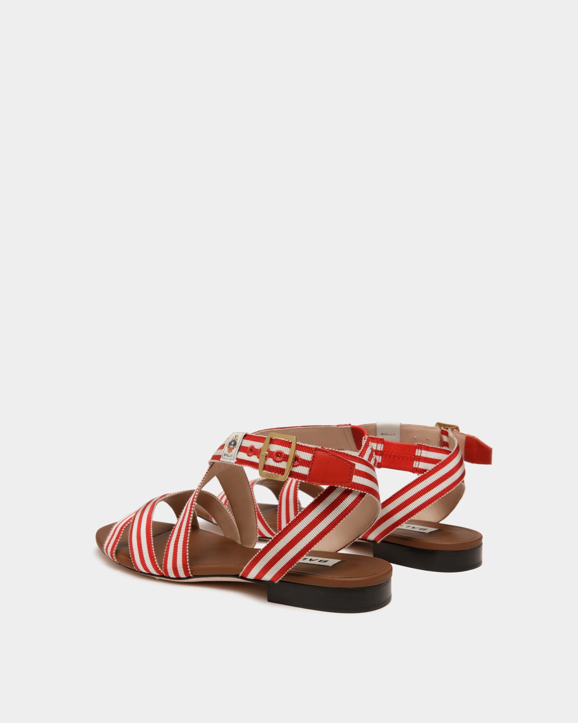 Sandalia Plana Sylt De Tela Roja - Mujer - Bally - 04