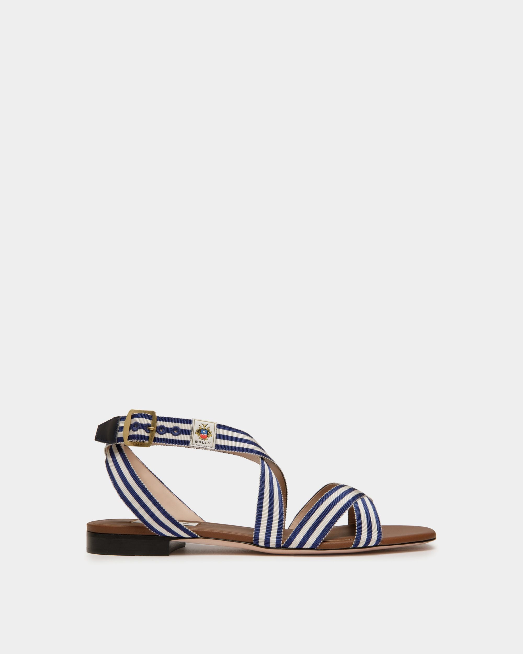 Sandalia Plana Sylt De Tela Navy Blue - Mujer - Bally - 01