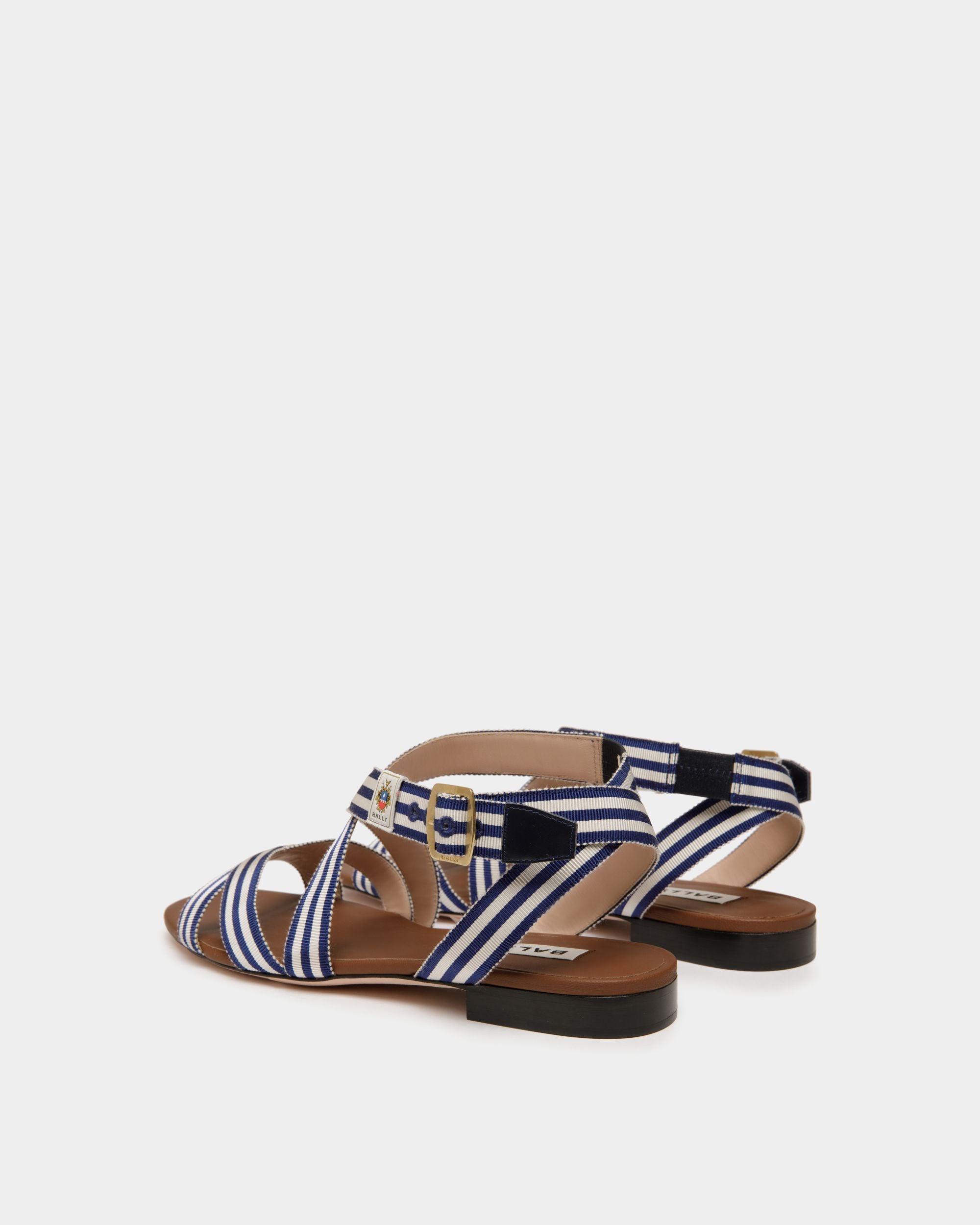 Sandalia Plana Sylt De Tela Navy Blue - Mujer - Bally - 04