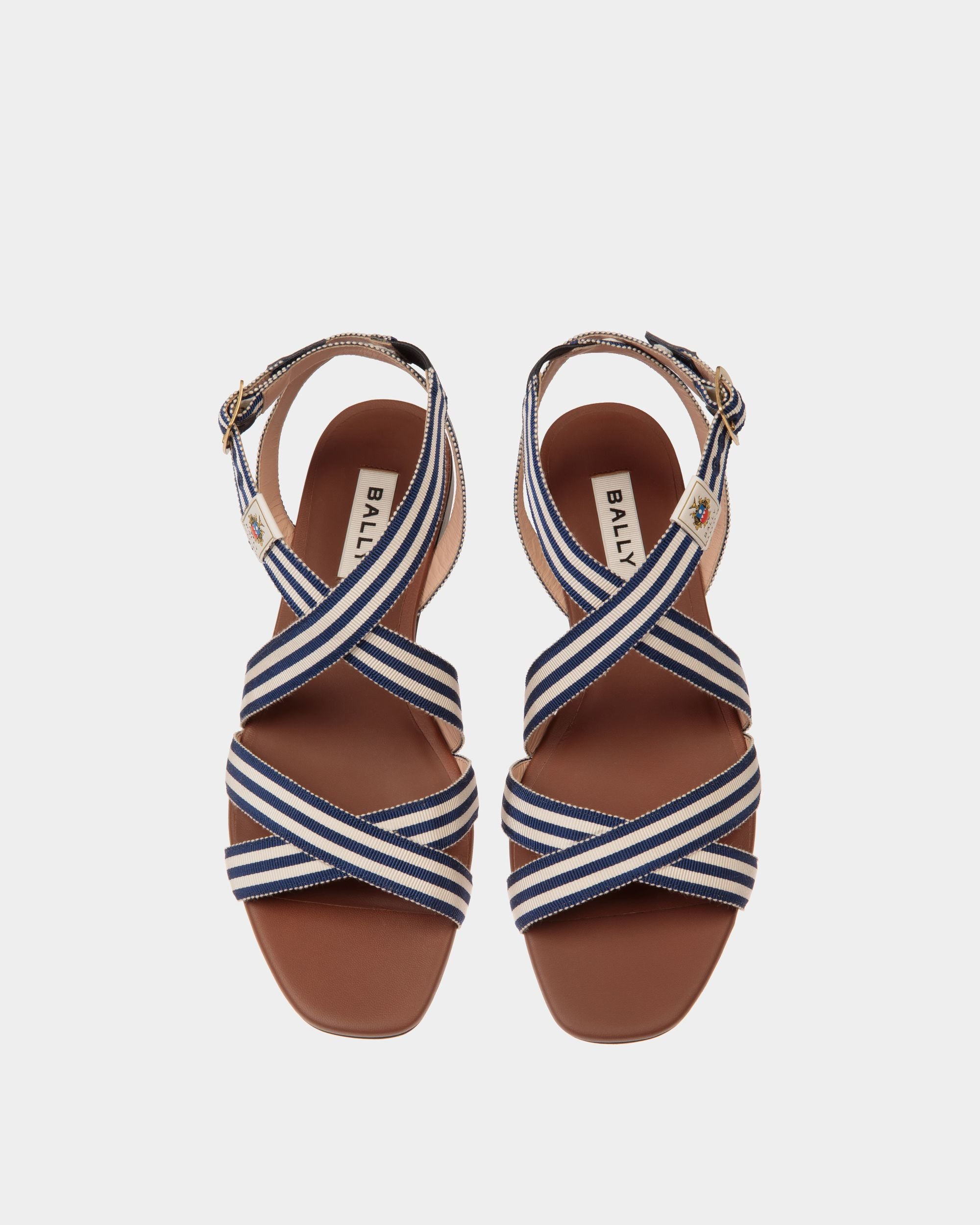 Sandalia Plana Sylt De Tela Navy Blue - Mujer - Bally - 05